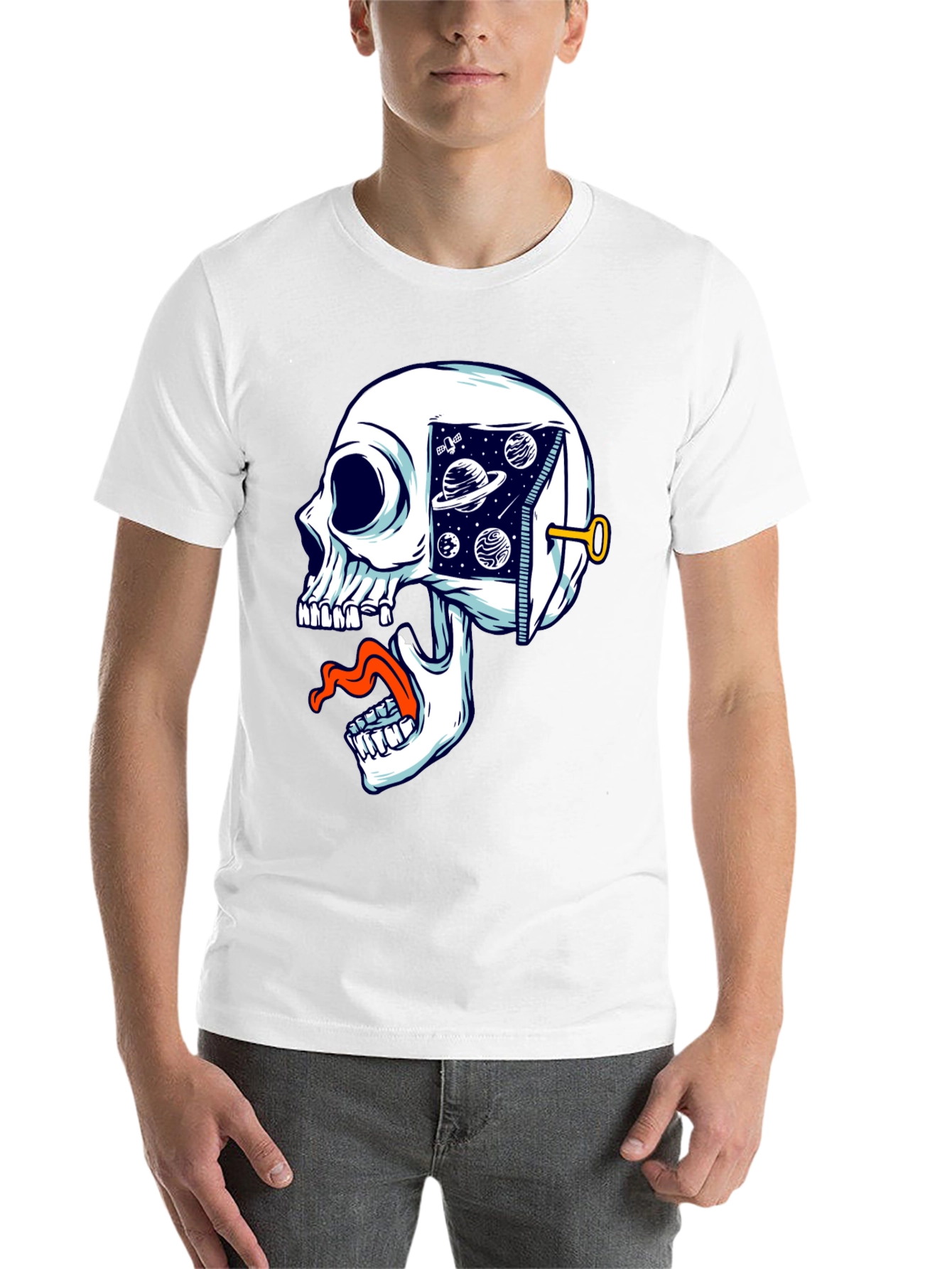Black Cosmic Skull T-Shirt - Unisex Graphic Tee view 14