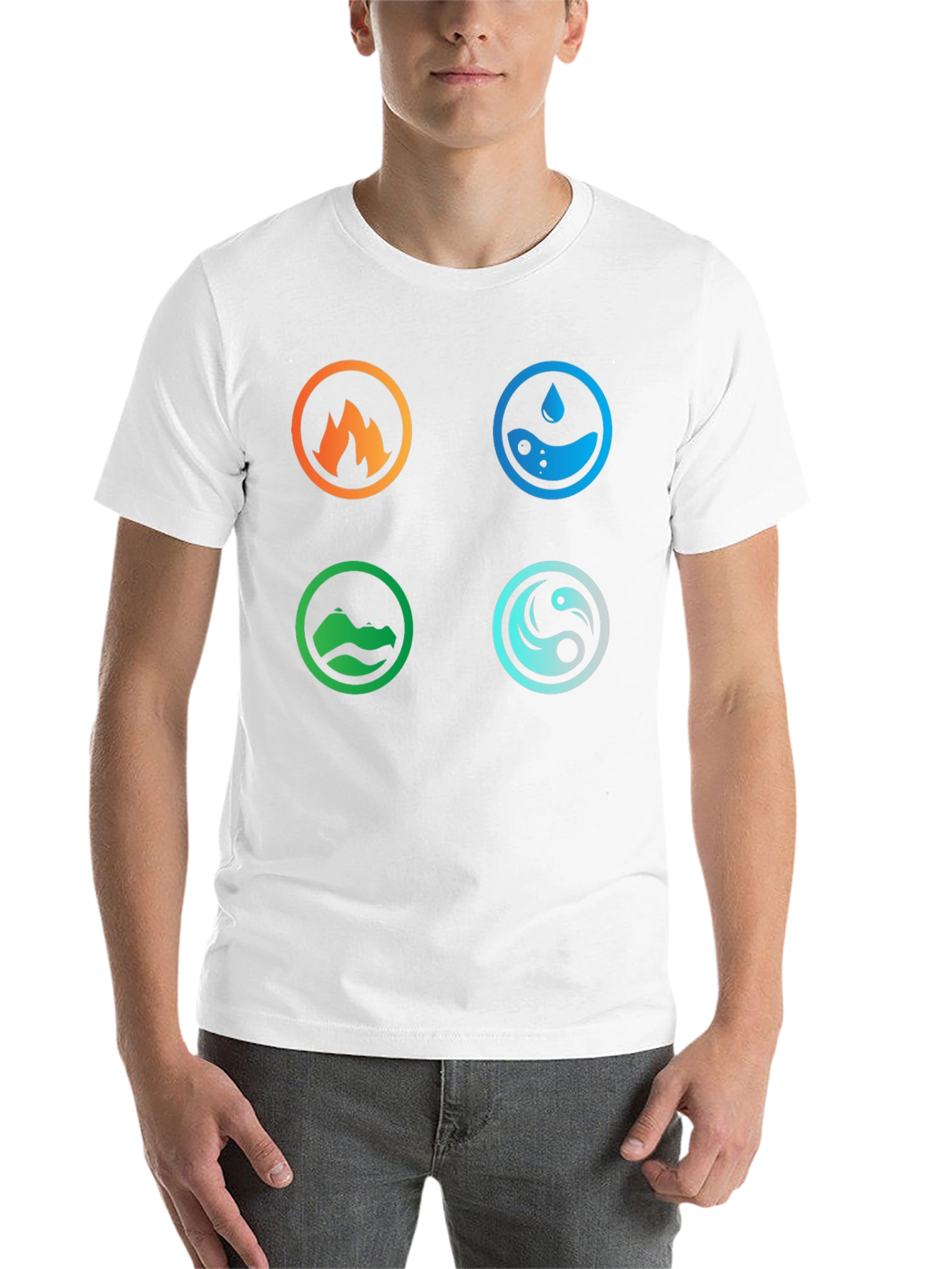Black Elemental Symbol T-Shirt - Fire, Water, Earth, Air view 14