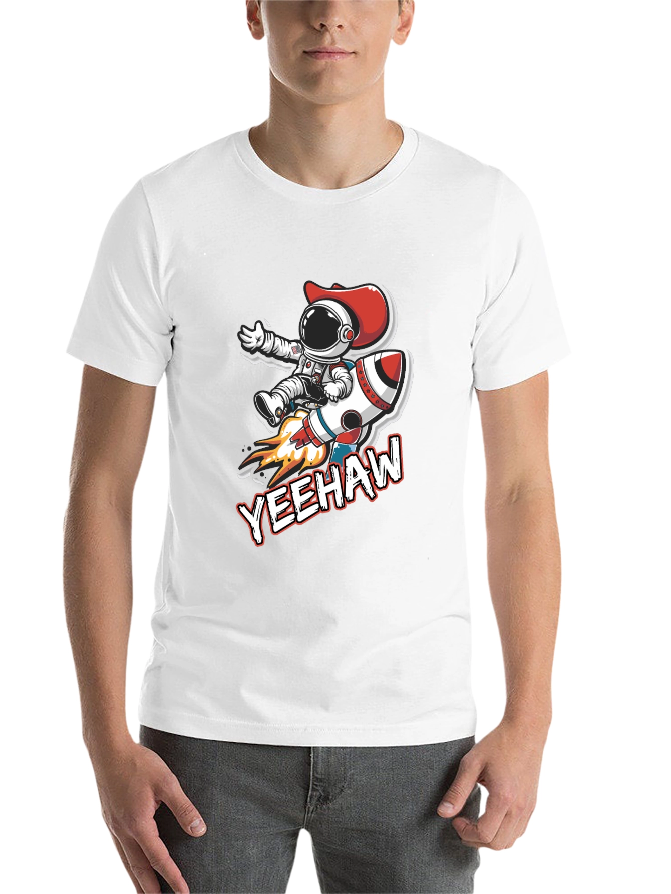 Black Yeehaw Astronaut T-Shirt: Space Cowboy Design view 14