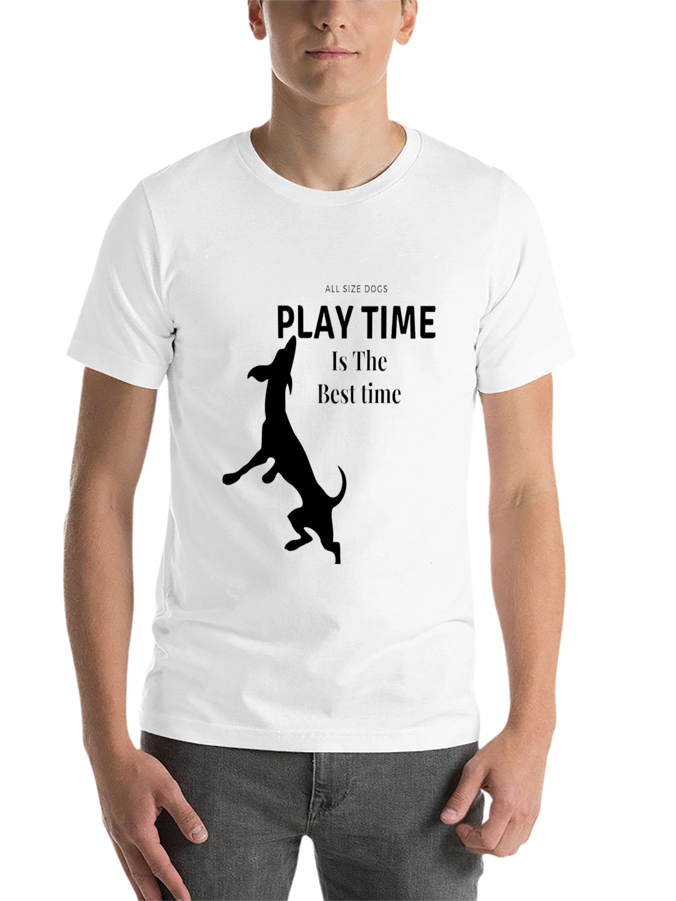 Black Playtime Dog Graphic Tee - Black Cotton Blend view 14