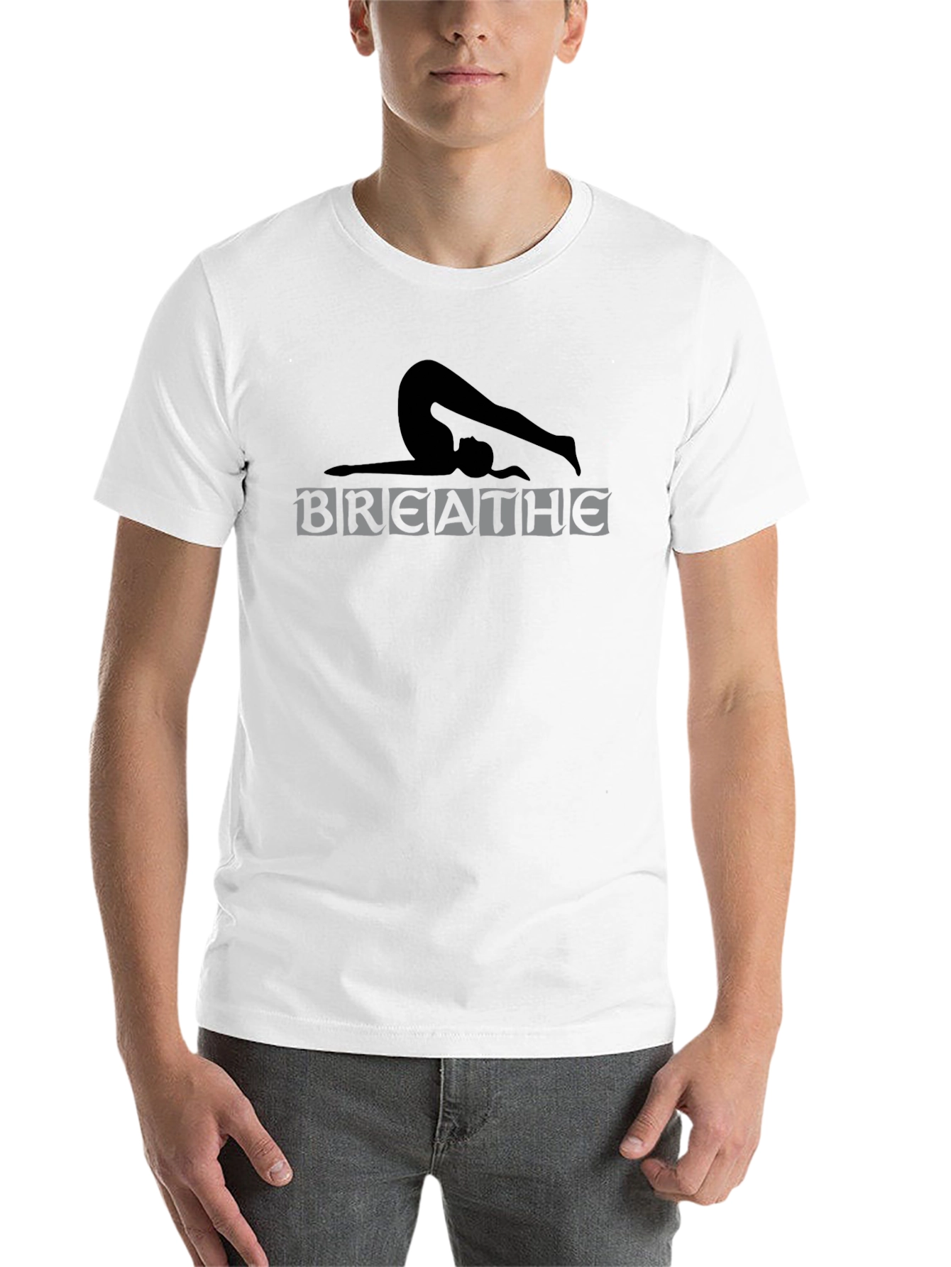 Black Yoga Pose Graphic Tee - Breathe view 14