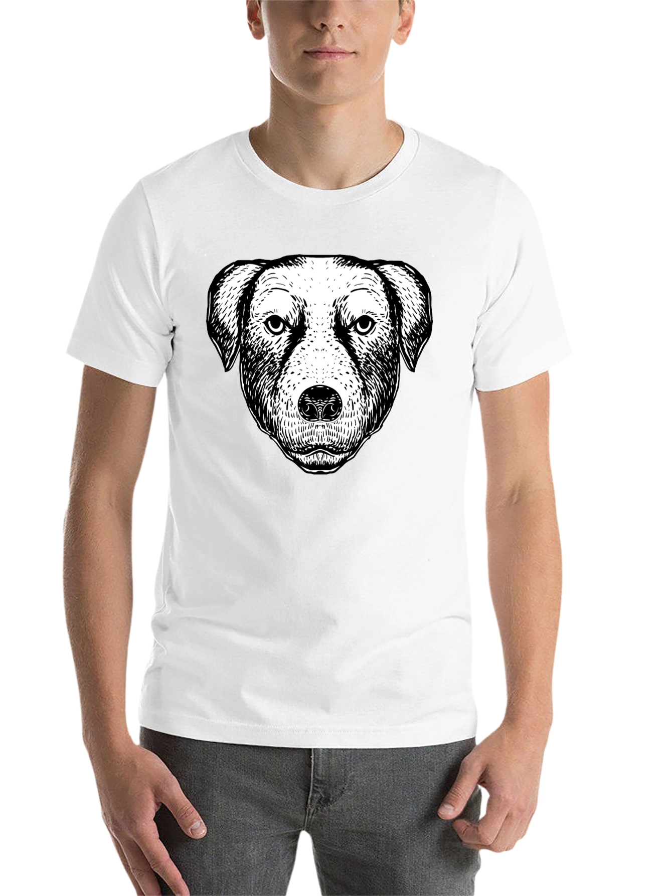 Black Dog Portrait Graphic Black T-Shirt view 14