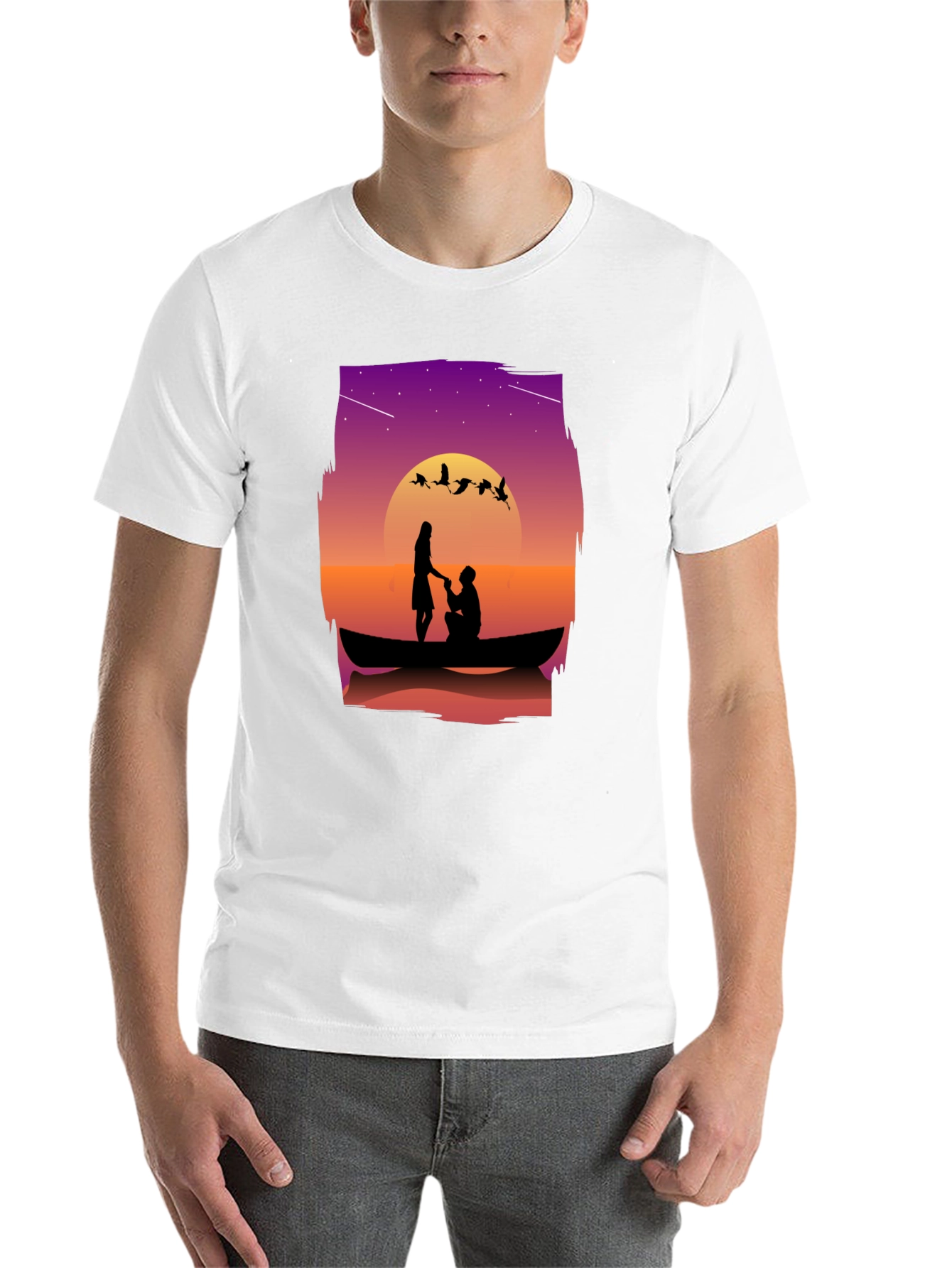 Black Romantic Sunset Proposal Graphic T-Shirt view 14