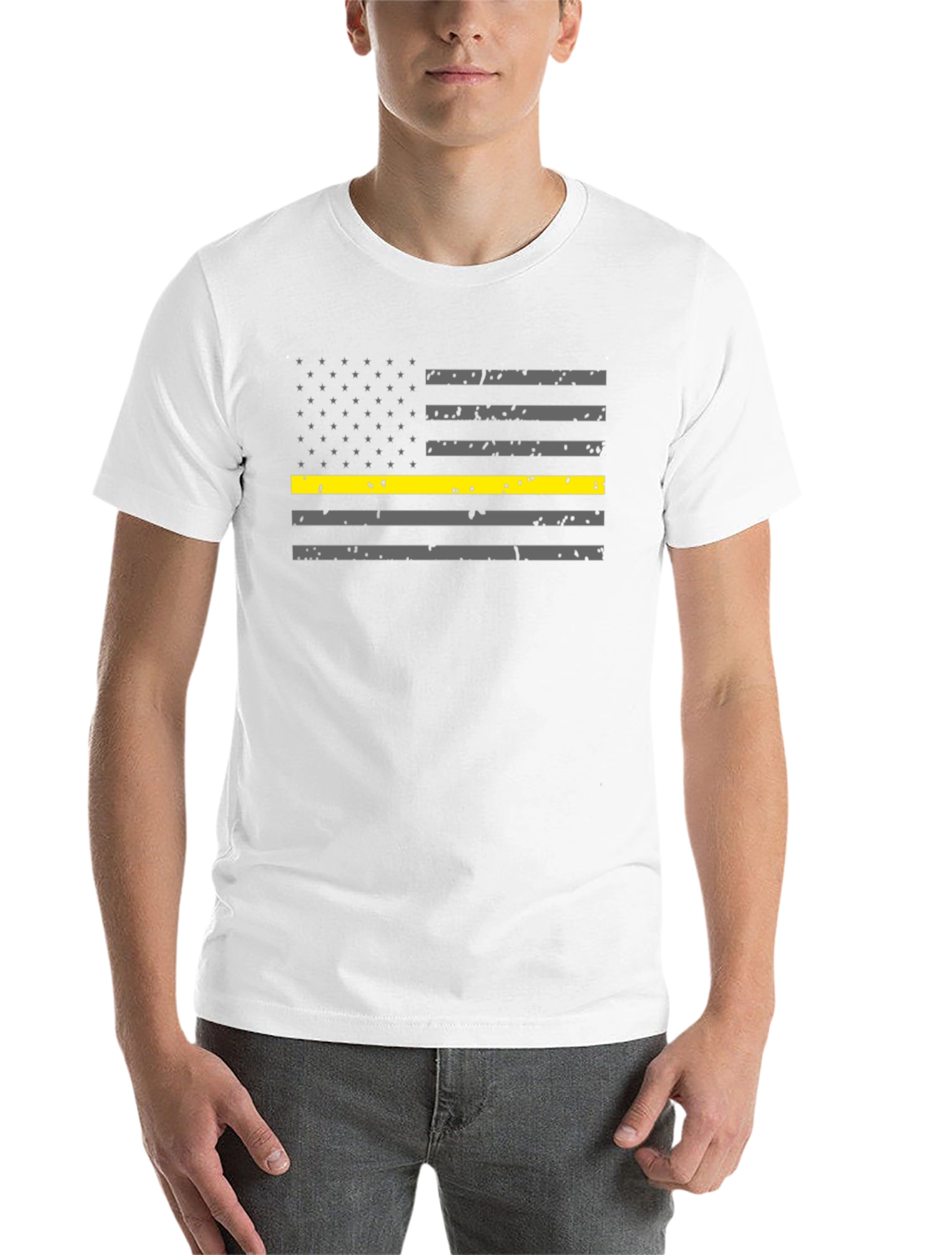 Thin Yellow Line Flag Black T-Shirt - 14