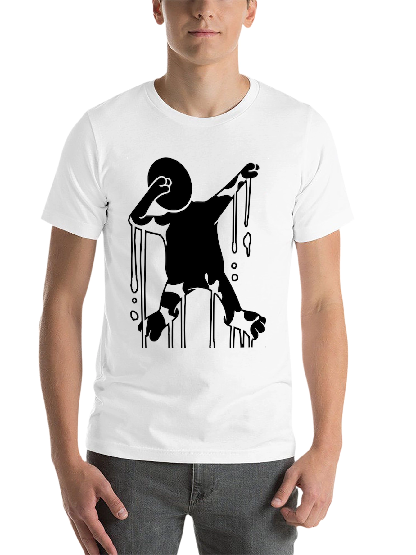 Black Abstract Dripping Figure Black Graphic Tee view 14