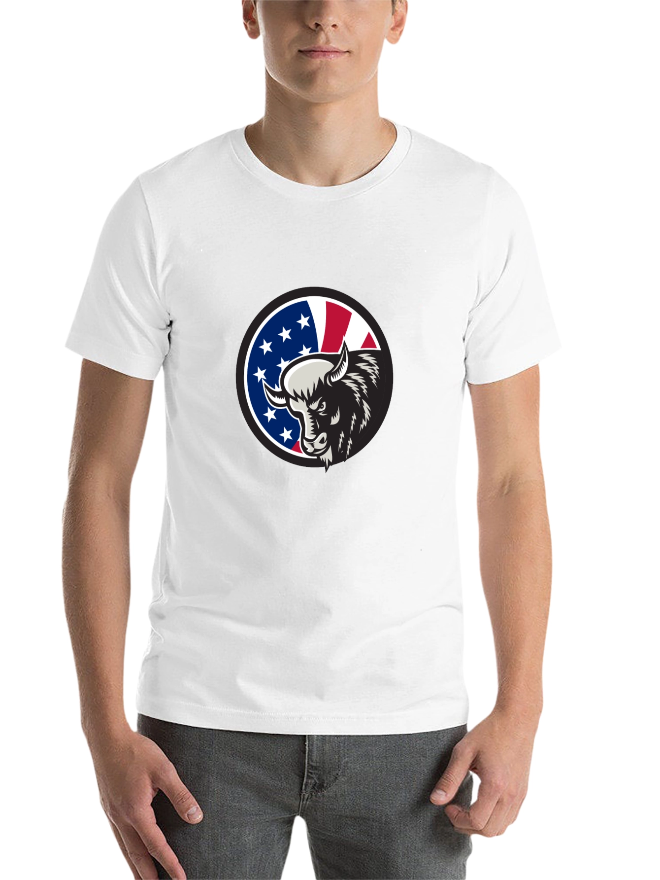 Black American Bison Graphic Tee - Black Cotton Blend view 14