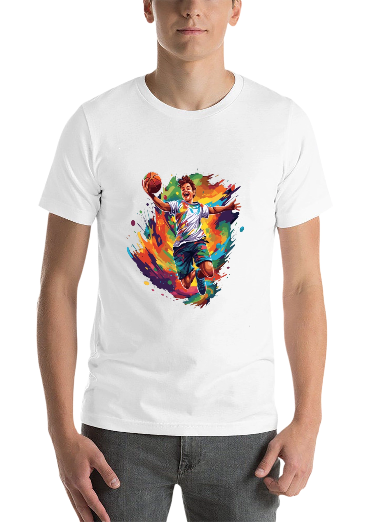 Black Basketball Splash Graphic Tee - Vibrant Design view 14