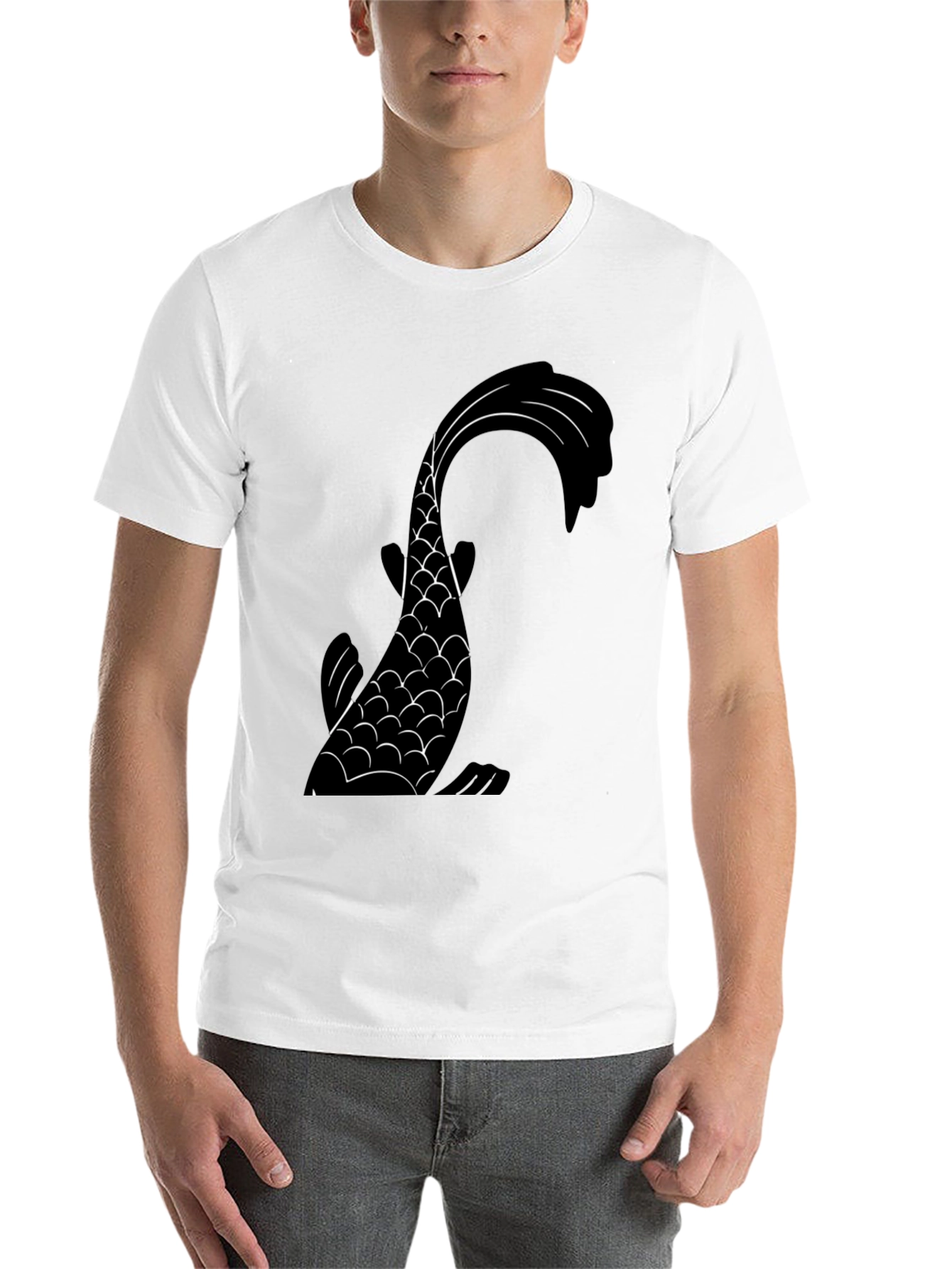 Black Koi Fish Graphic Tee - Stylish Black T-Shirt view 14