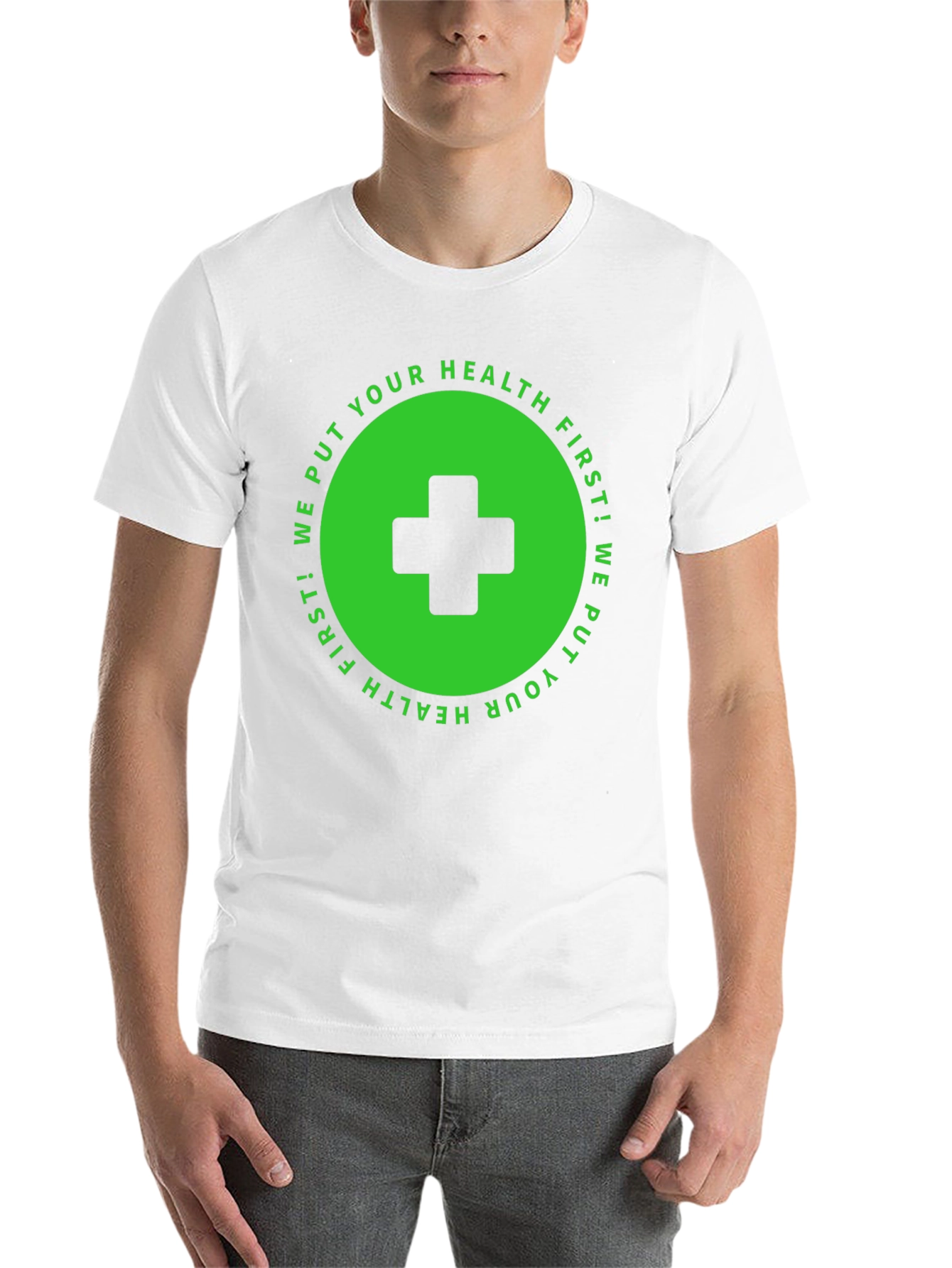 Black Health First T-Shirt: Black with Medical Cross Design view 14