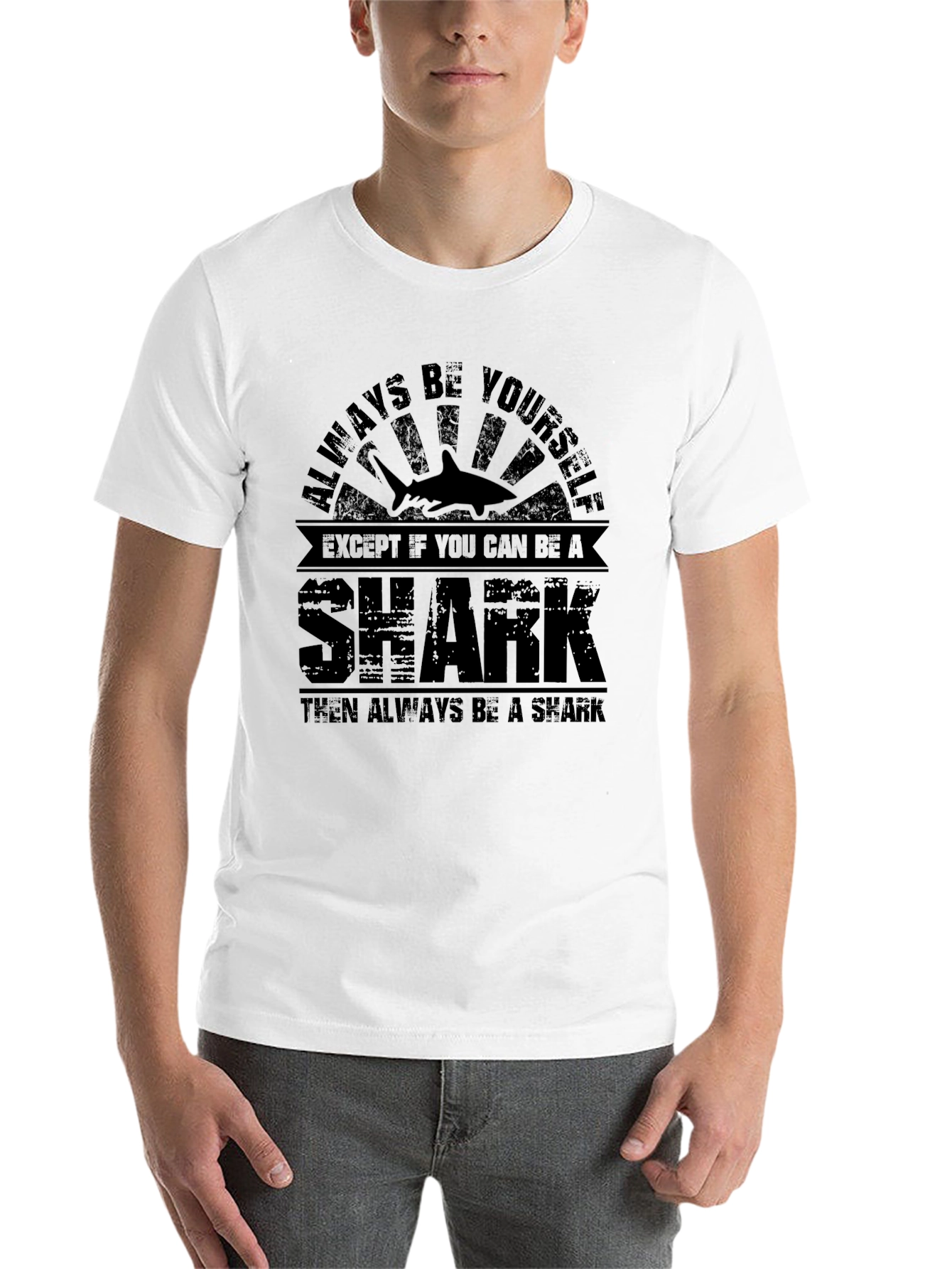 Black Always Be A Shark T-Shirt, Black Cotton Blend Graphic Tee view 14