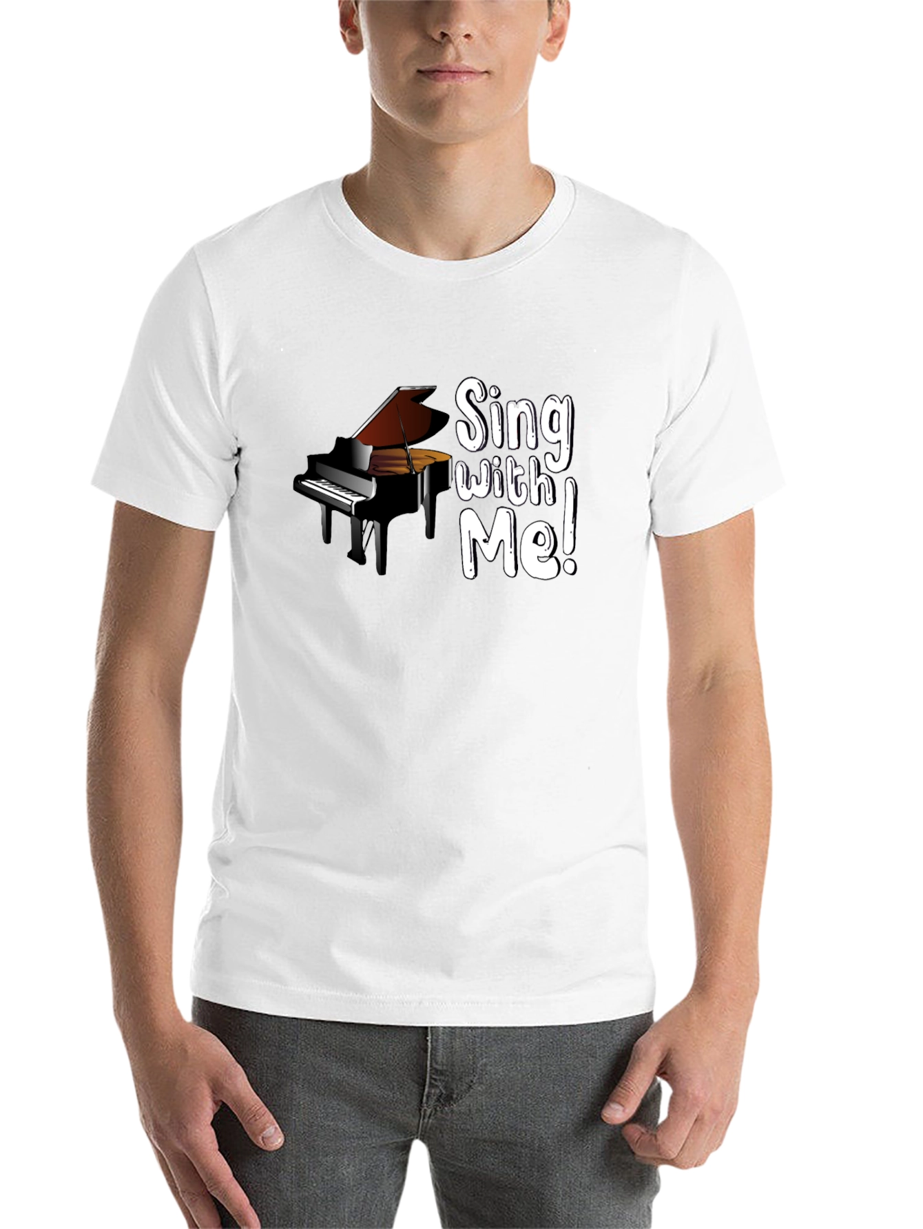 Sing With Me Piano Graphic Black T-Shirt - 14