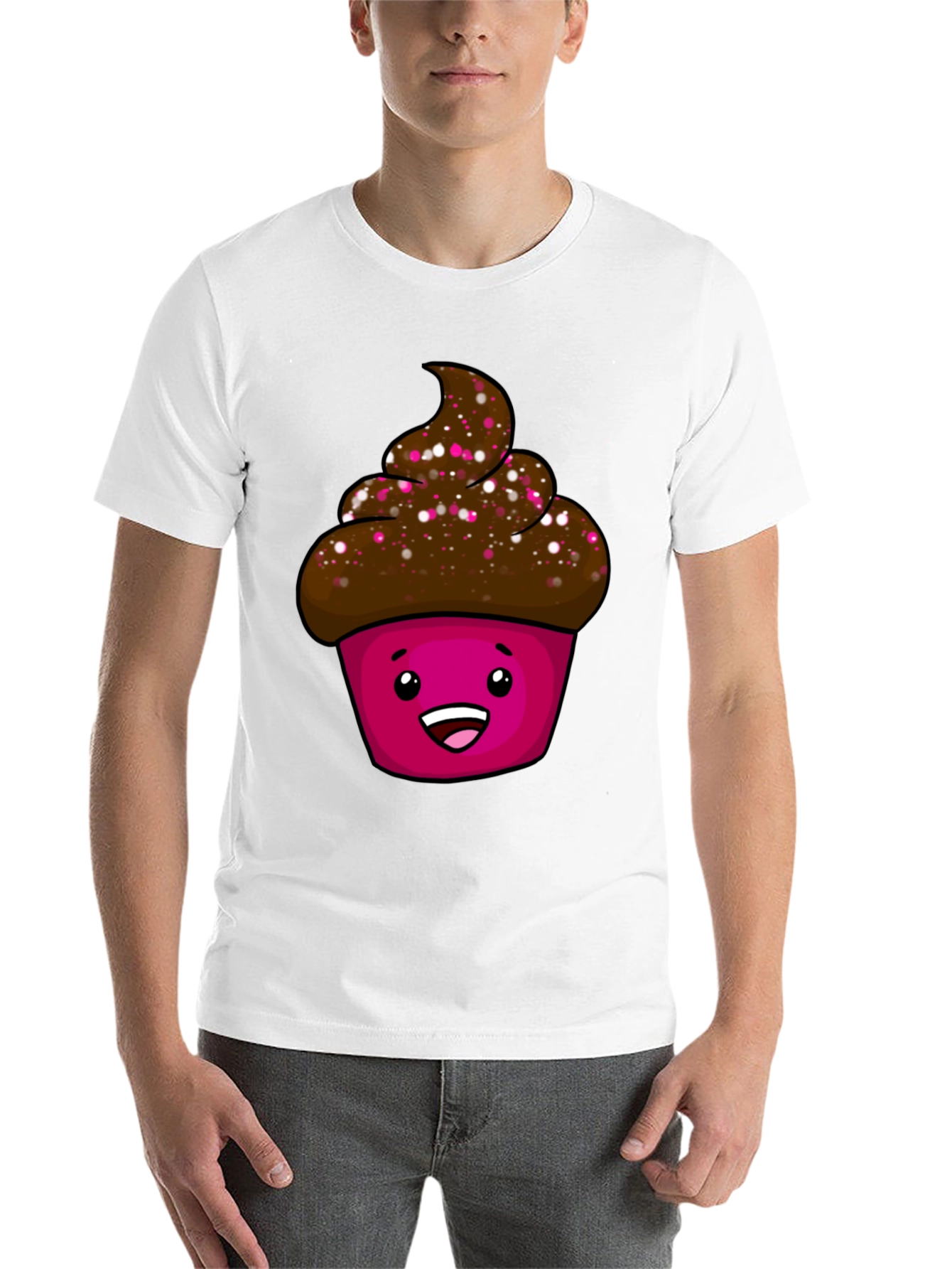 Black Cute Cupcake Graphic T-Shirt - Unisex Black Tee view 14