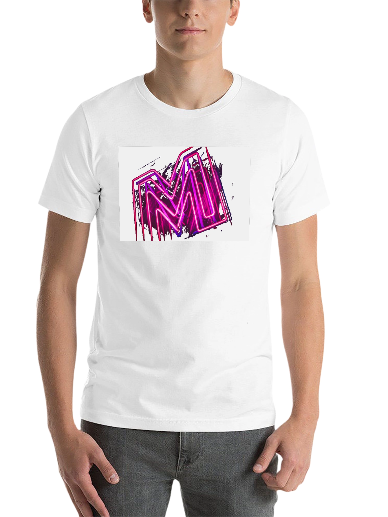 Black Neon M Graphic Black T-Shirt view 14