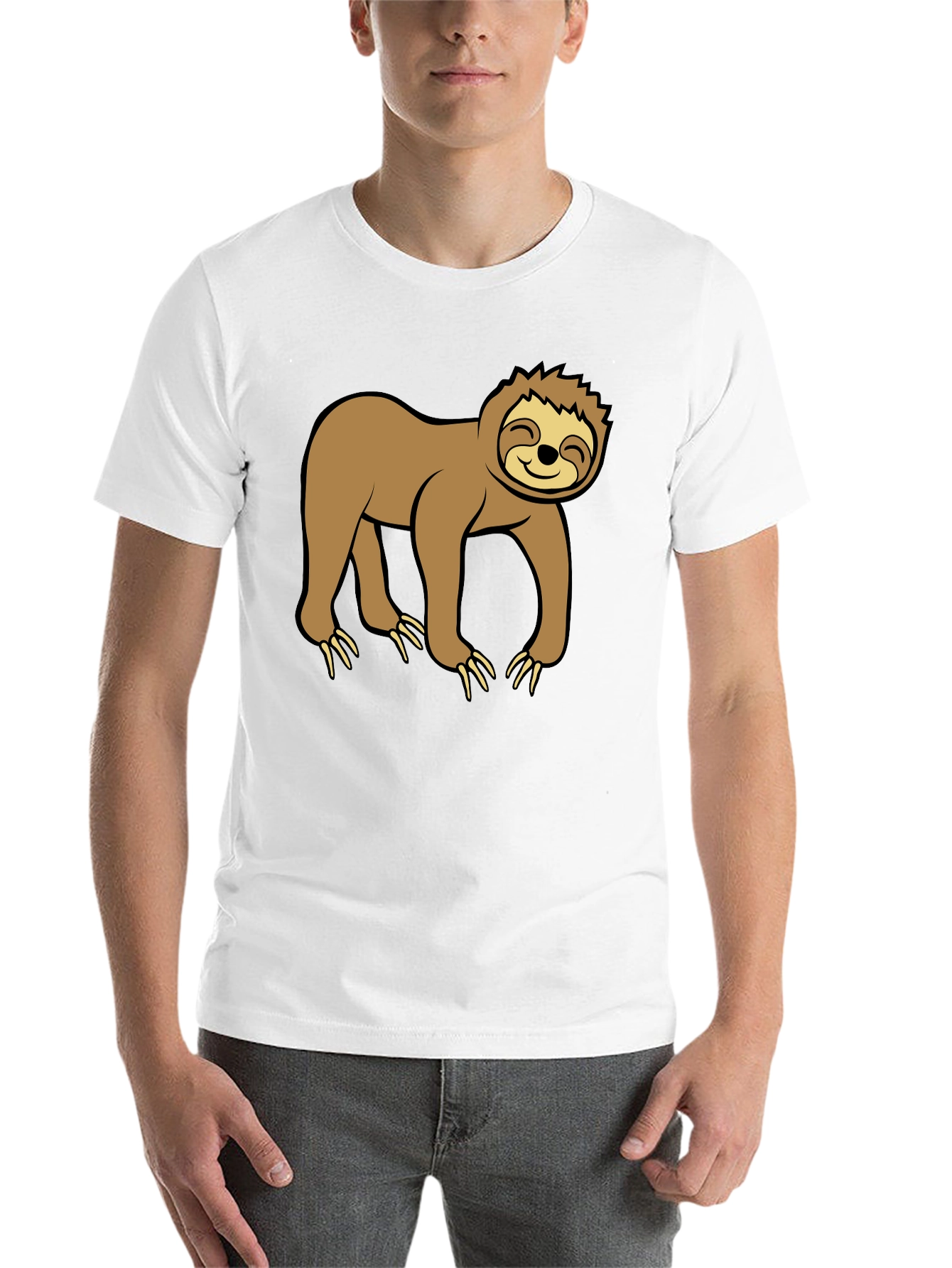 Black Cute Sloth Graphic Black T-Shirt view 14