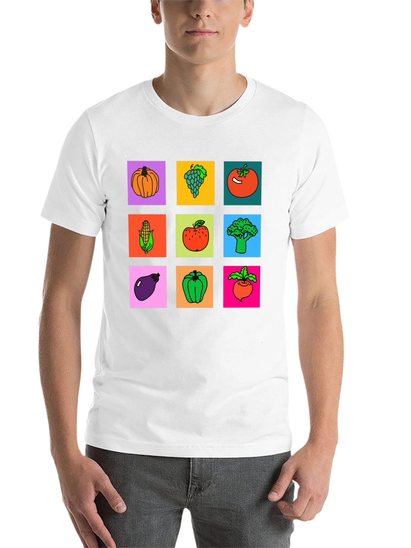 Black Vibrant Vegetable & Fruit Graphic Print T-Shirt view 14