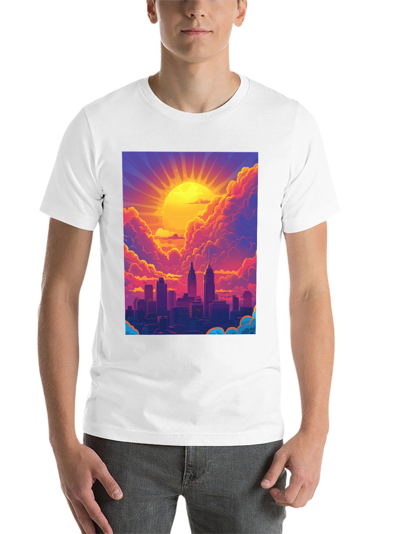 Black Sunset Cityscape Graphic Tee - Modern Style view 14