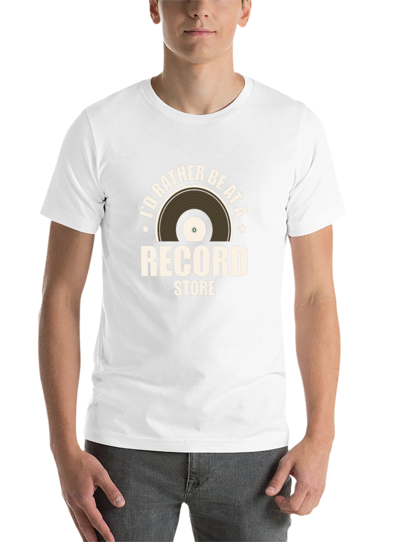 Black I'd Rather Be At A Record Store T-Shirt view 14