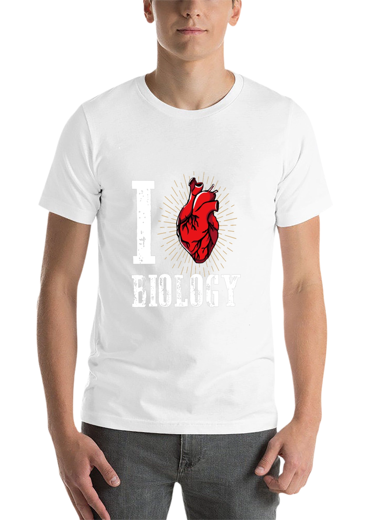 Black I Heart Biology T-Shirt - Anatomical Heart Design view 14