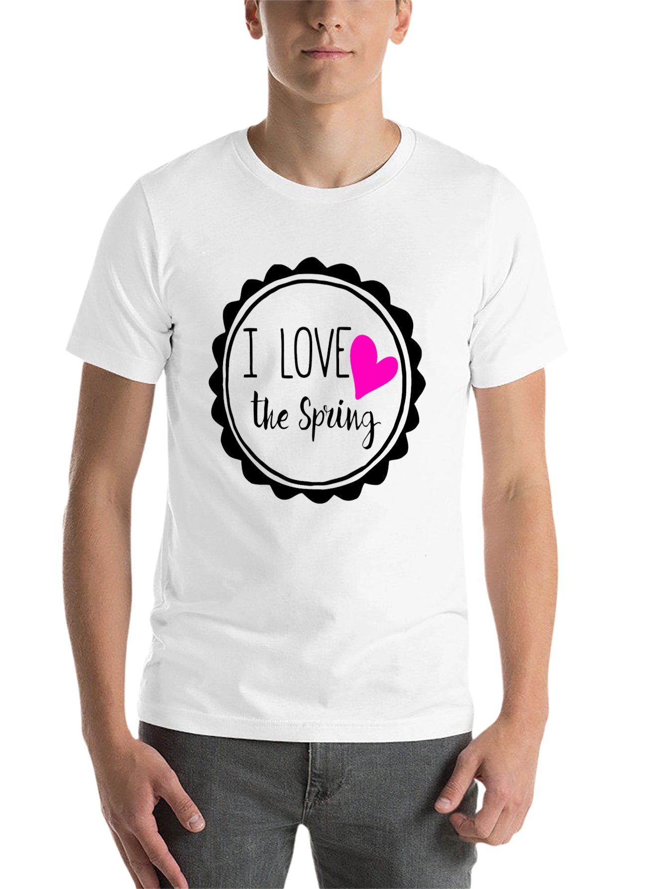 Black I Love the Spring Black Graphic T-Shirt view 14