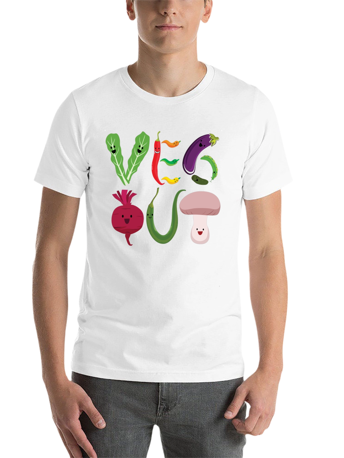 Black Veg Out T-Shirt - Cute Cartoon Vegetables view 14