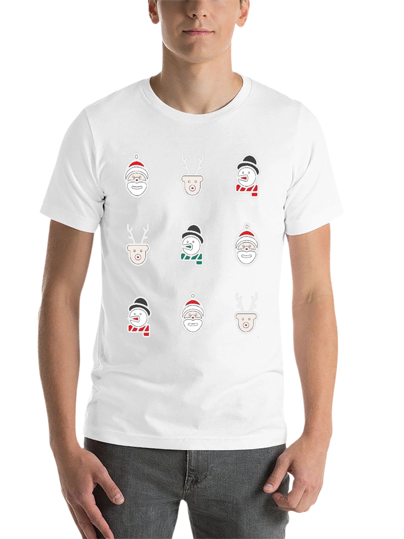 Black Festive Holiday Icons Black T-Shirt view 14