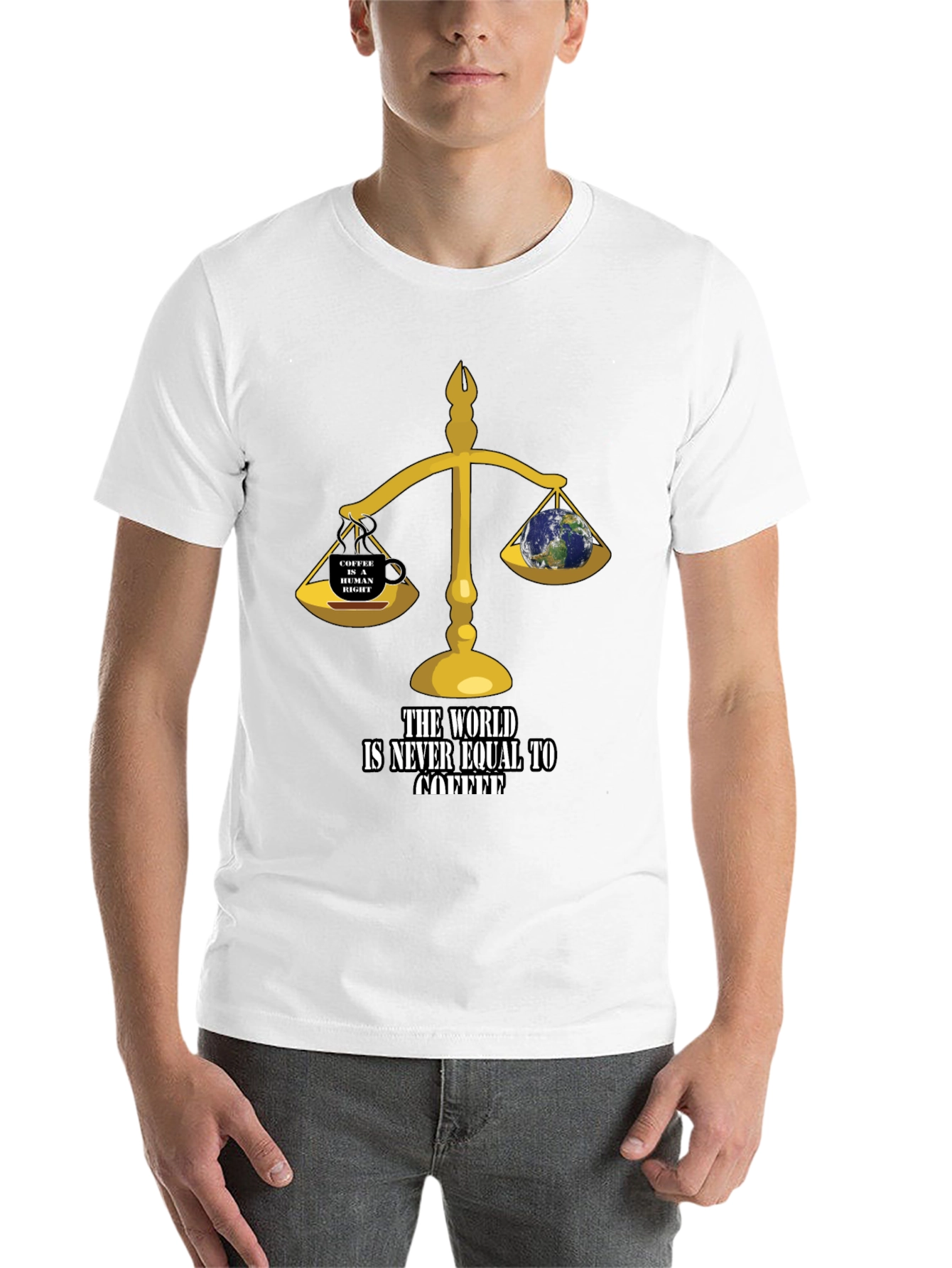 Black Coffee Lover's T-Shirt: The World Is Never Equal to Coffee! view 14