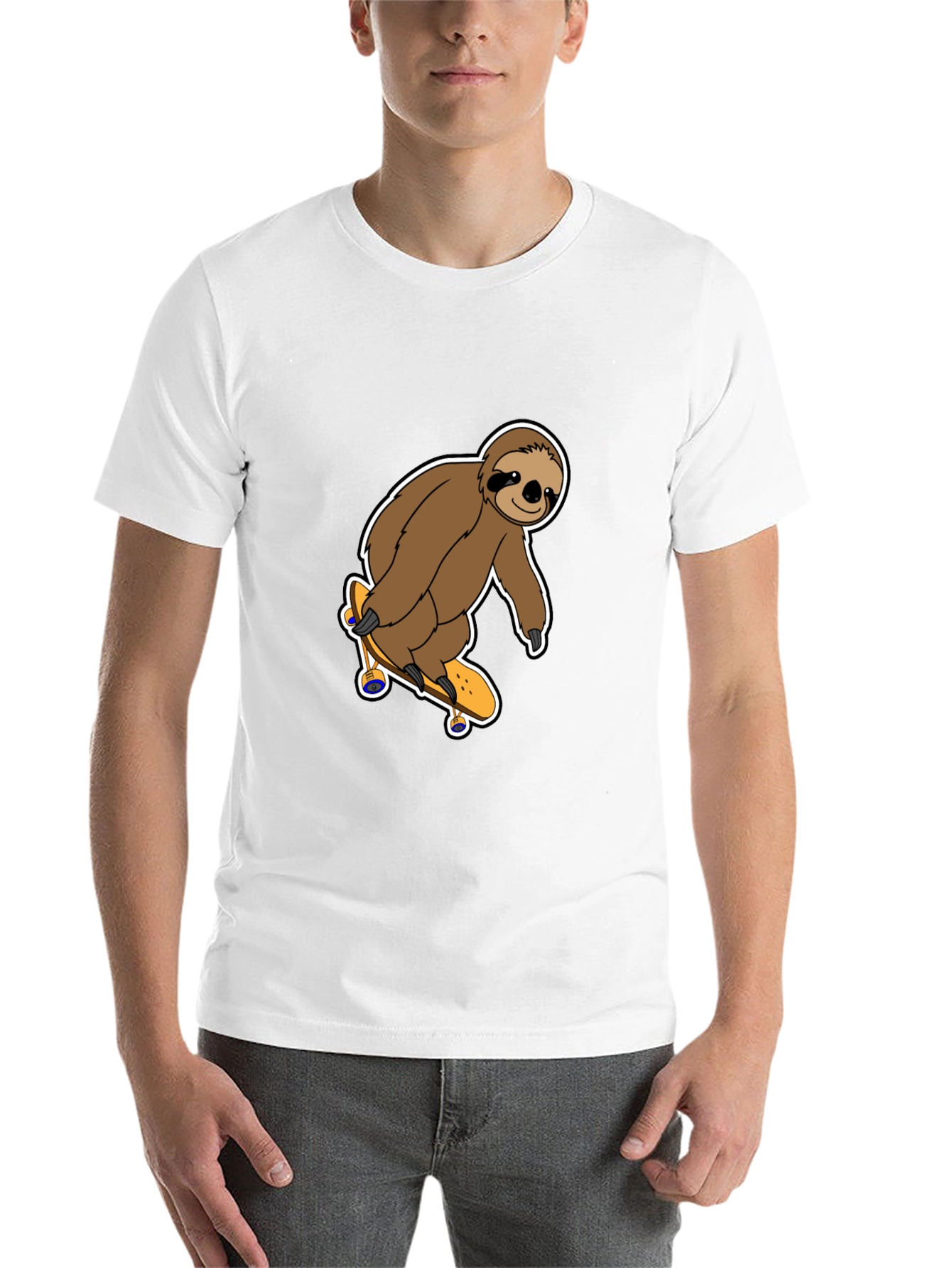 Black Sloth Skateboarder Graphic T-Shirt - Fun & Casual Tee view 14