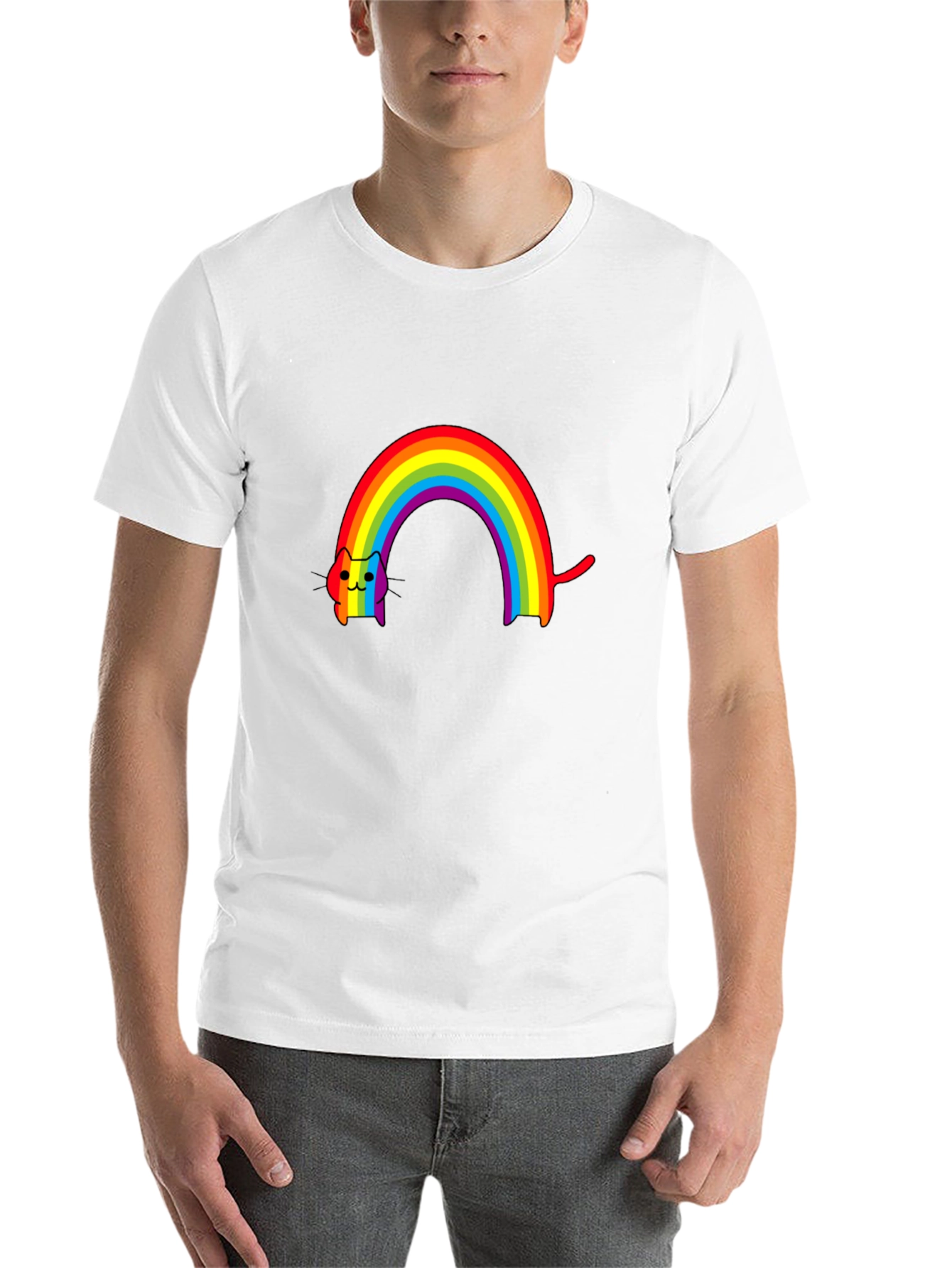 Black Rainbow Cat T-Shirt - Fun Graphic Tee view 14