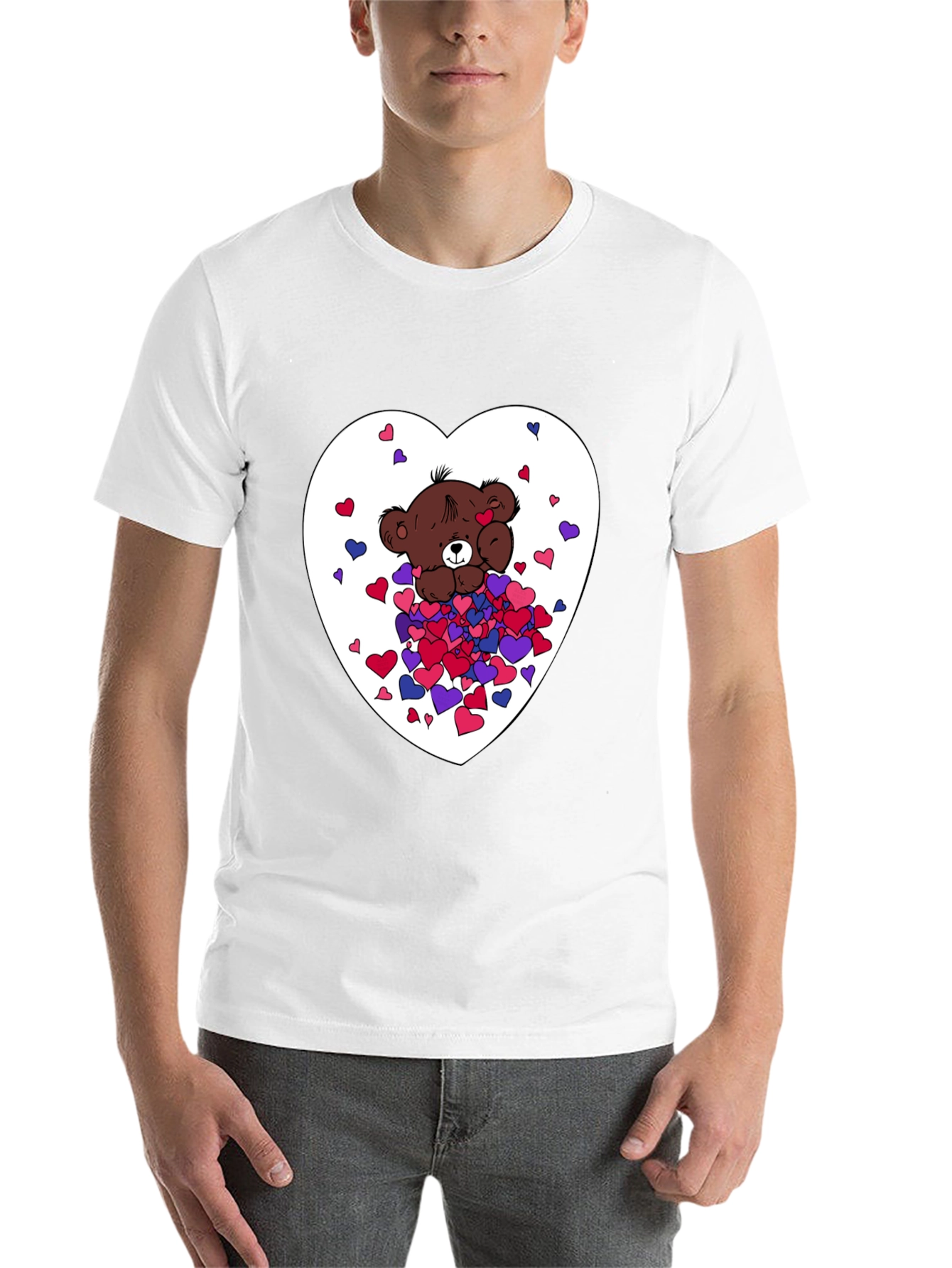 Black Bear Hug Heart Graphic Tee - Black view 14