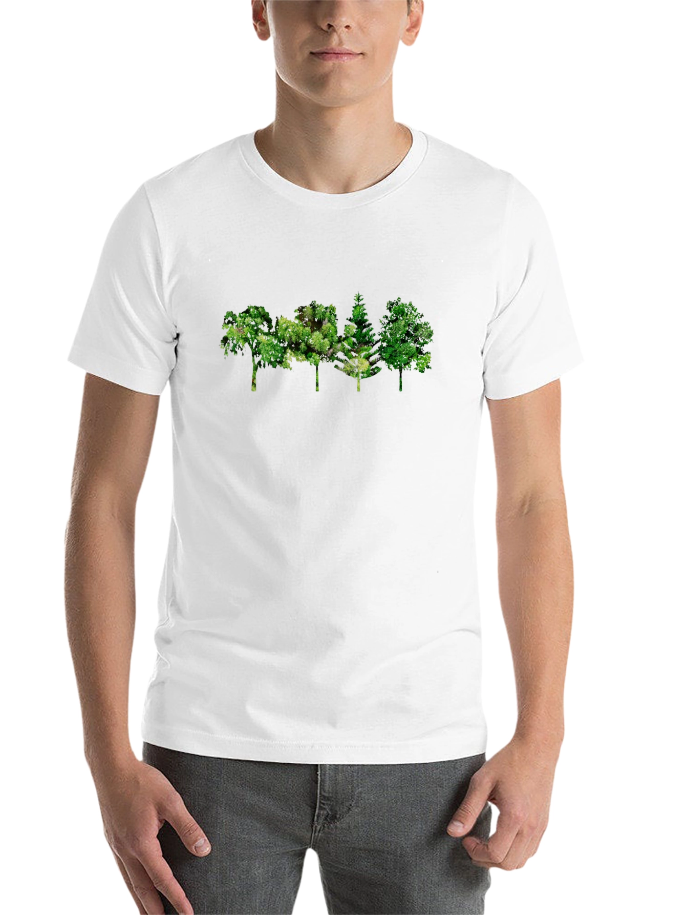 Black Men's Black Tree Graphic Tee - Nature Inspired Design view 14