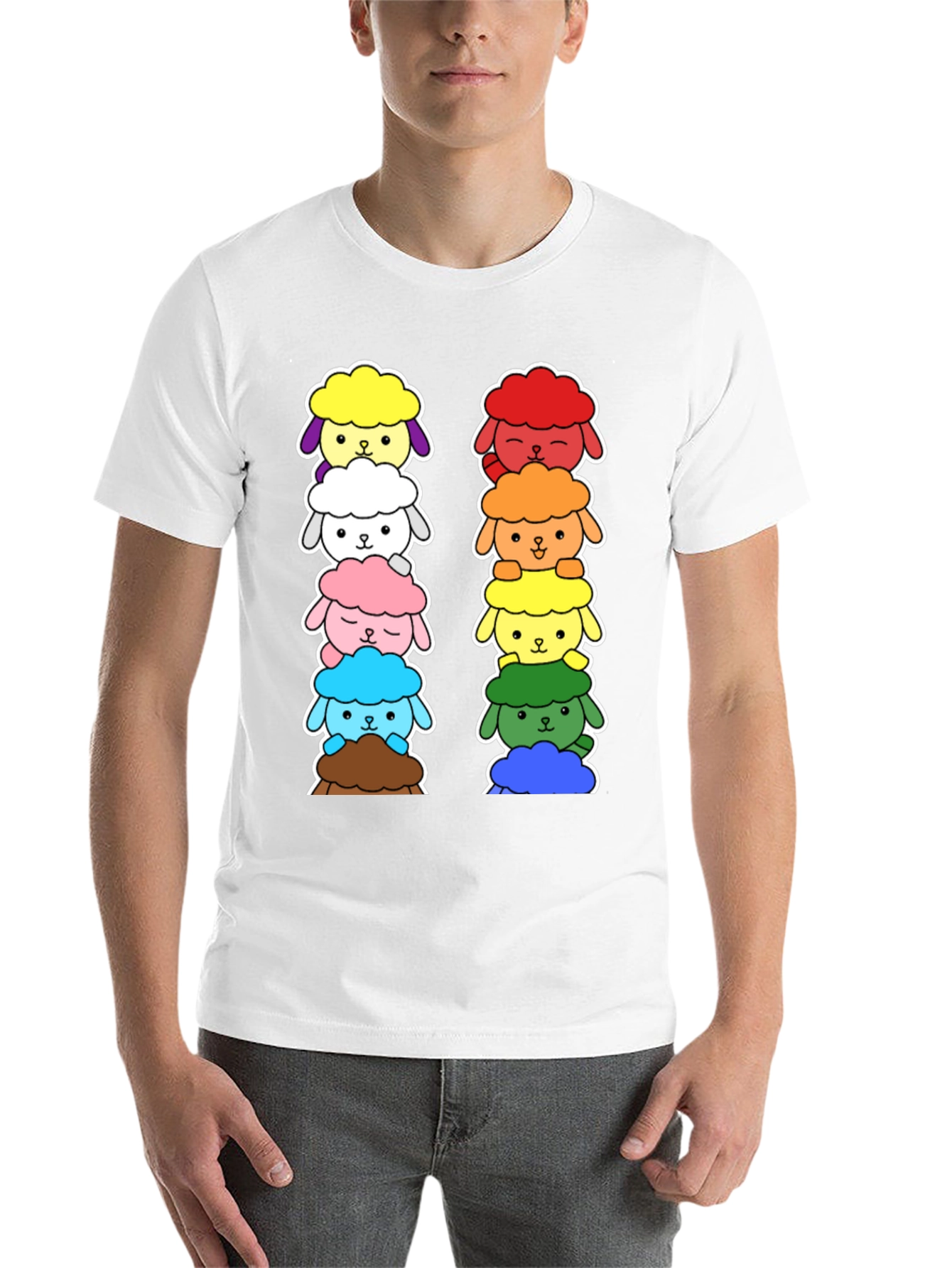 Black Rainbow Sheep Stack T-Shirt - Cute & Unique! view 14