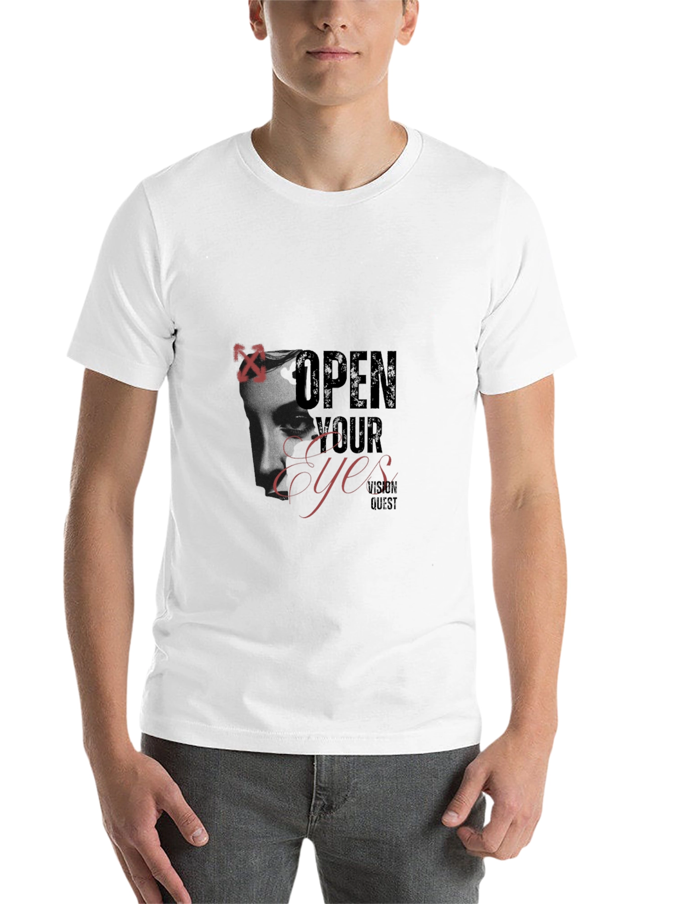 Black Open Your Eyes Graphic Print Black T-Shirt view 14