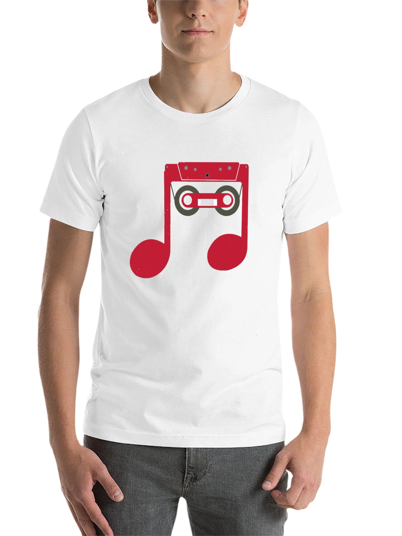Black Retro Music Note Cassette Graphic T-Shirt view 14