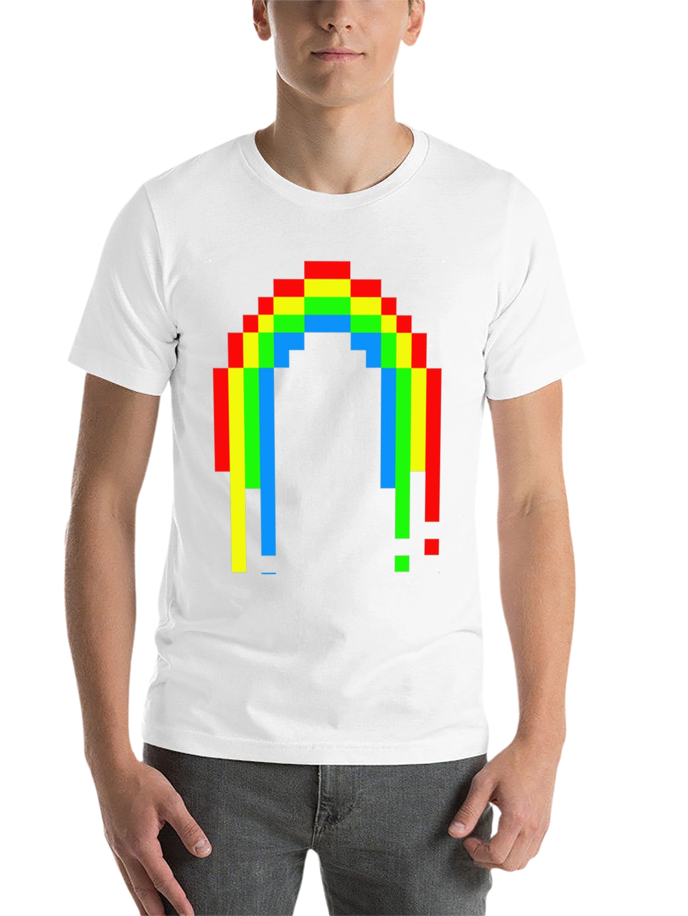 Black Pixel Rainbow Graphic Tee - Black Cotton Blend view 14
