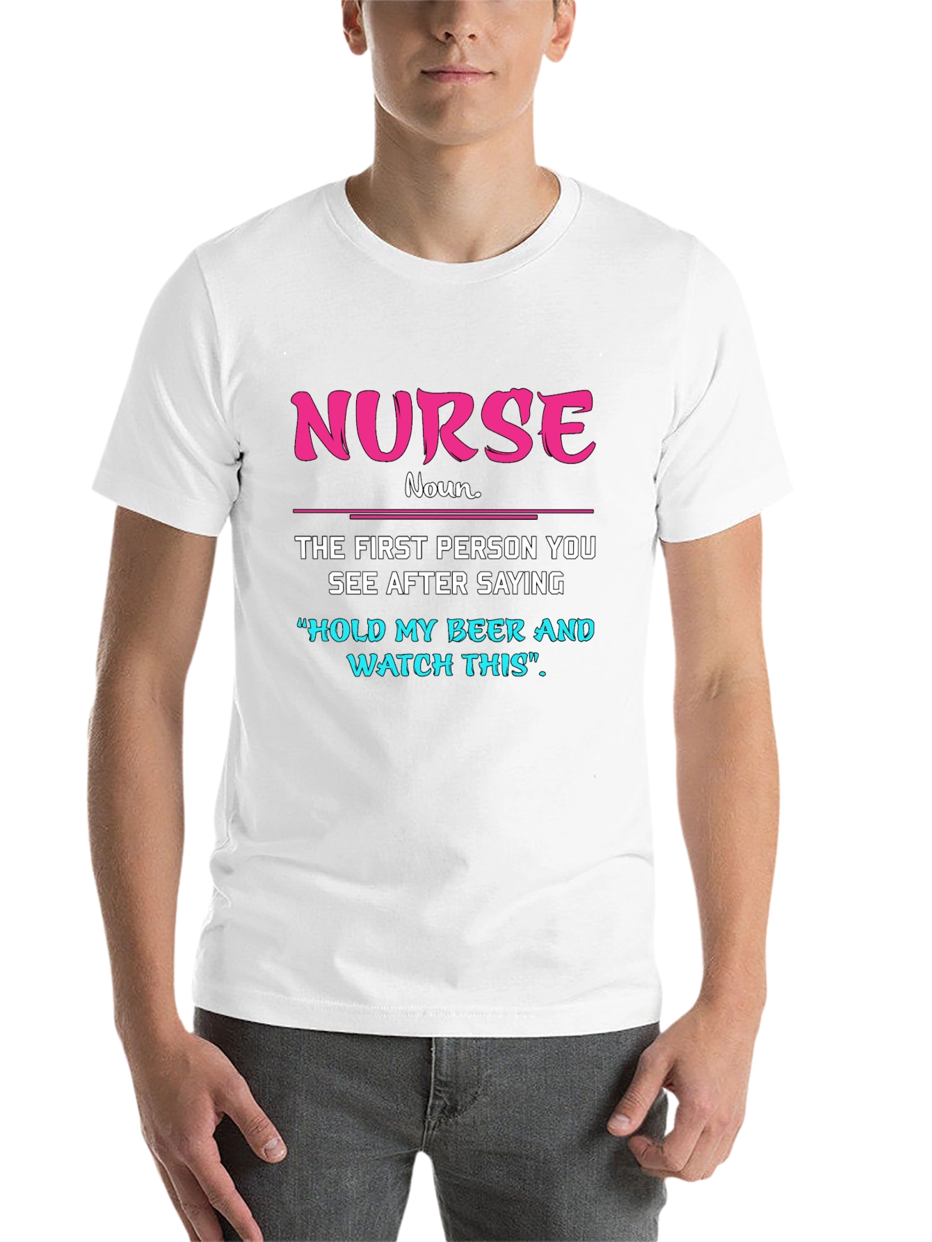 Black Funny Nurse T-Shirt: Hold My Beer Tee view 14