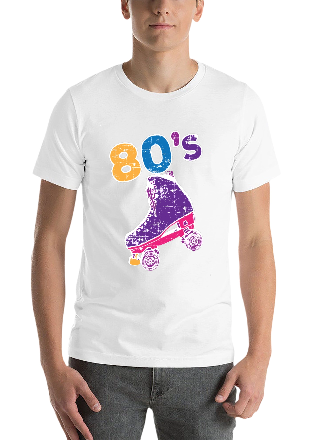 Black Retro 80's Roller Skate T-Shirt - Vintage Style Tee view 14