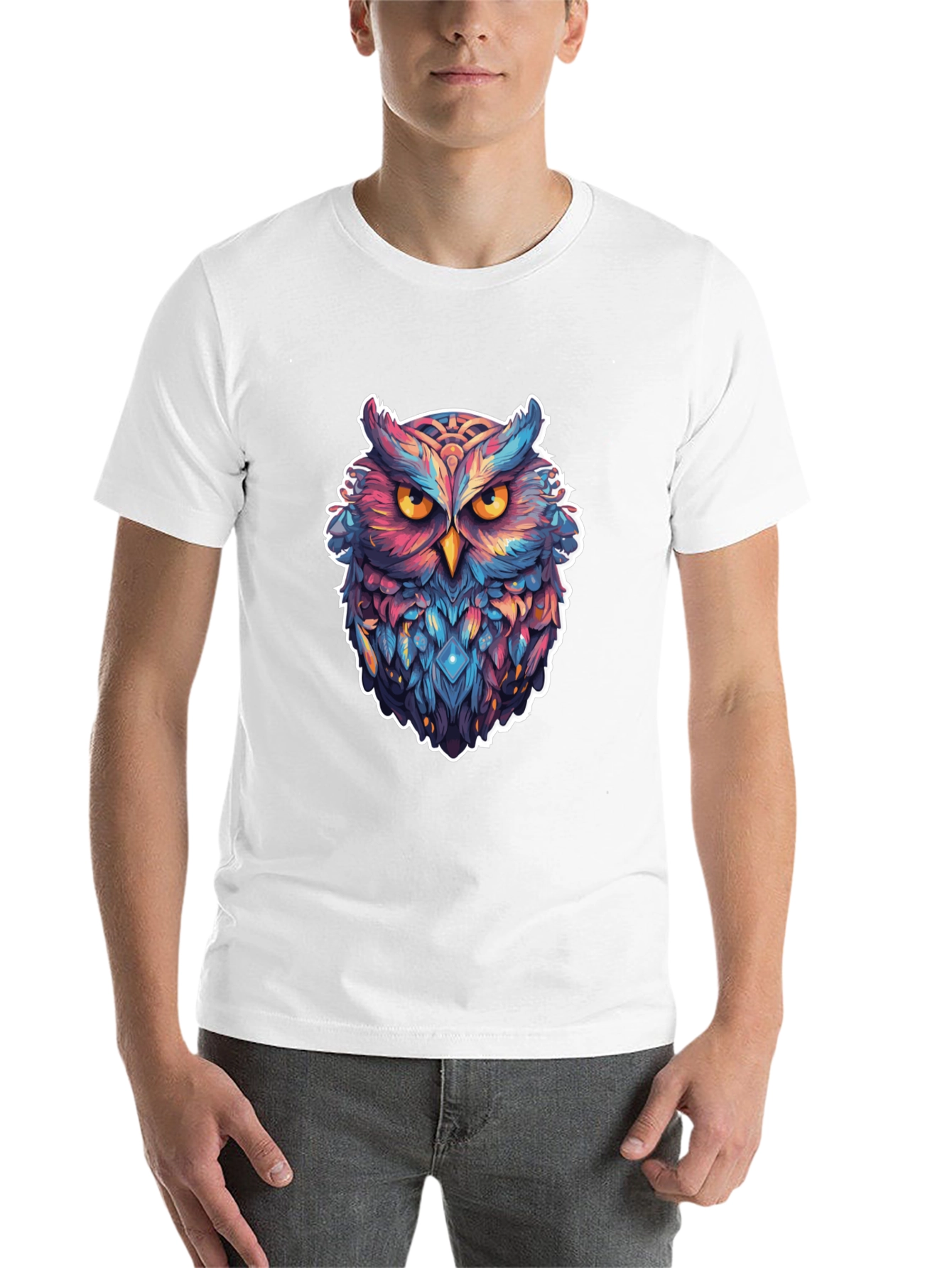 Black Mystic Owl Graphic Tee - Black Cotton Blend view 14