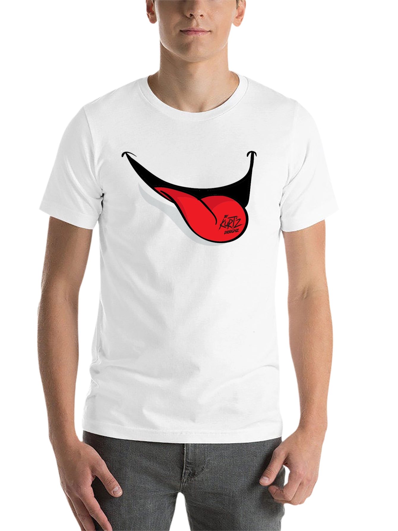 Black Funny Tongue Out Graphic Tee - Black Casual T-Shirt view 14