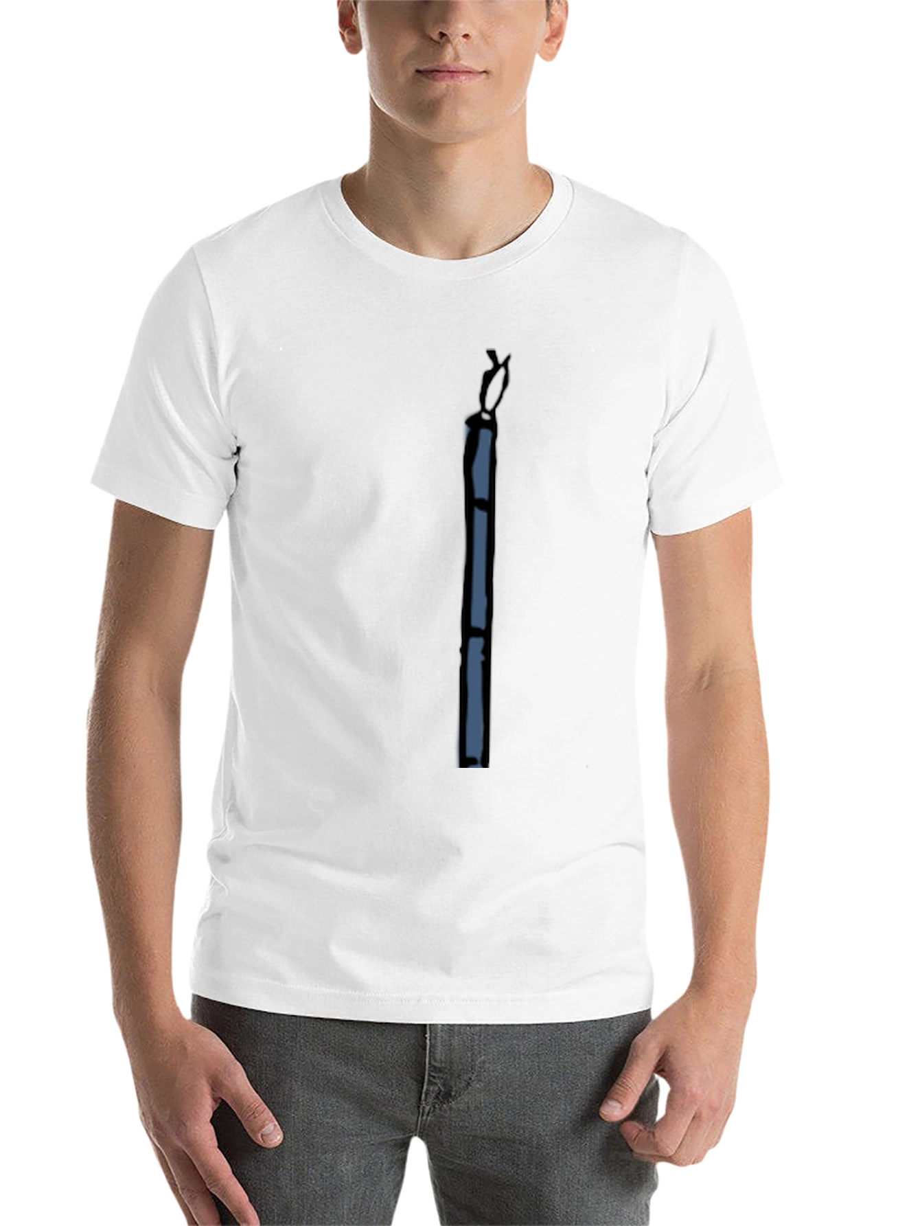 Black T-Shirt with Abstract Blue Design - 14