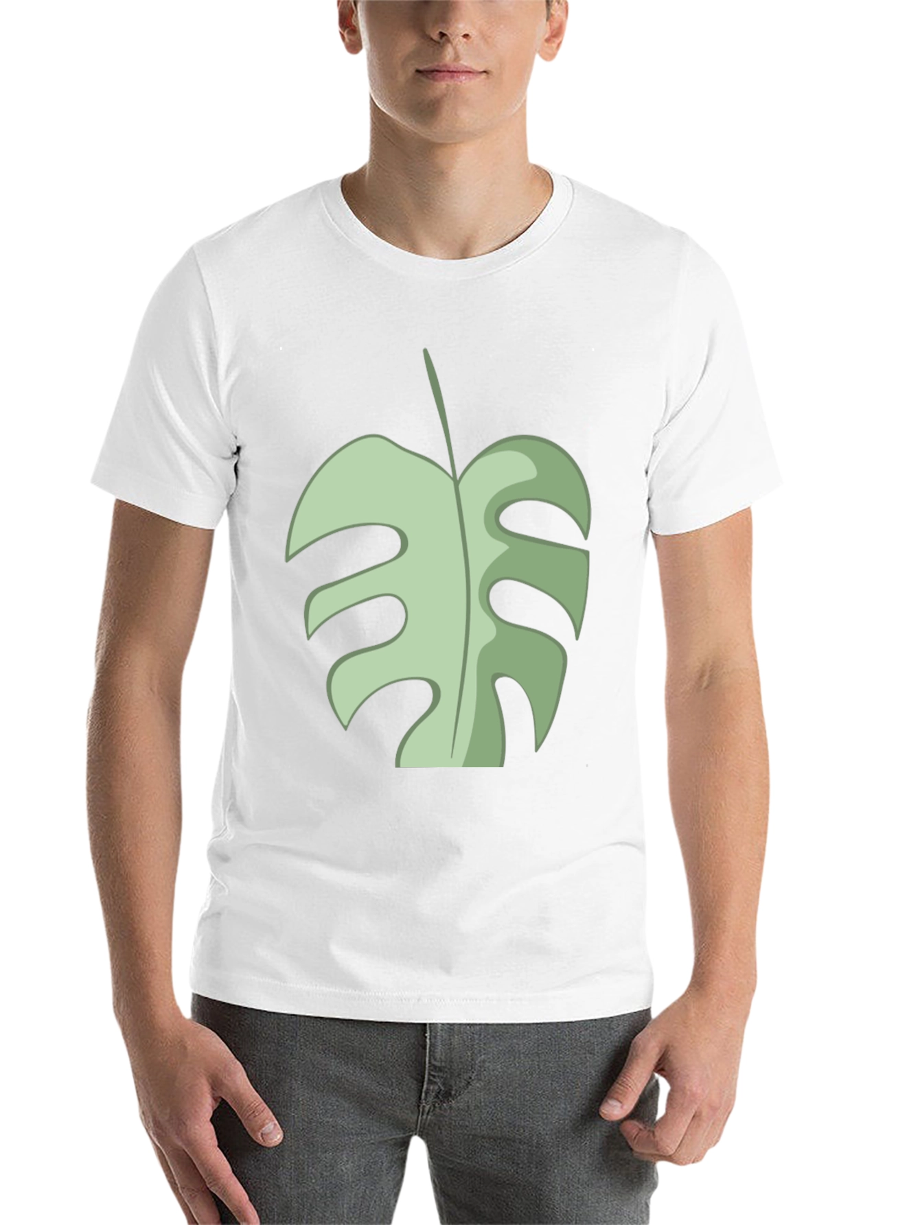 Black Tropical Monstera Leaf Graphic Tee - Black Cotton view 14
