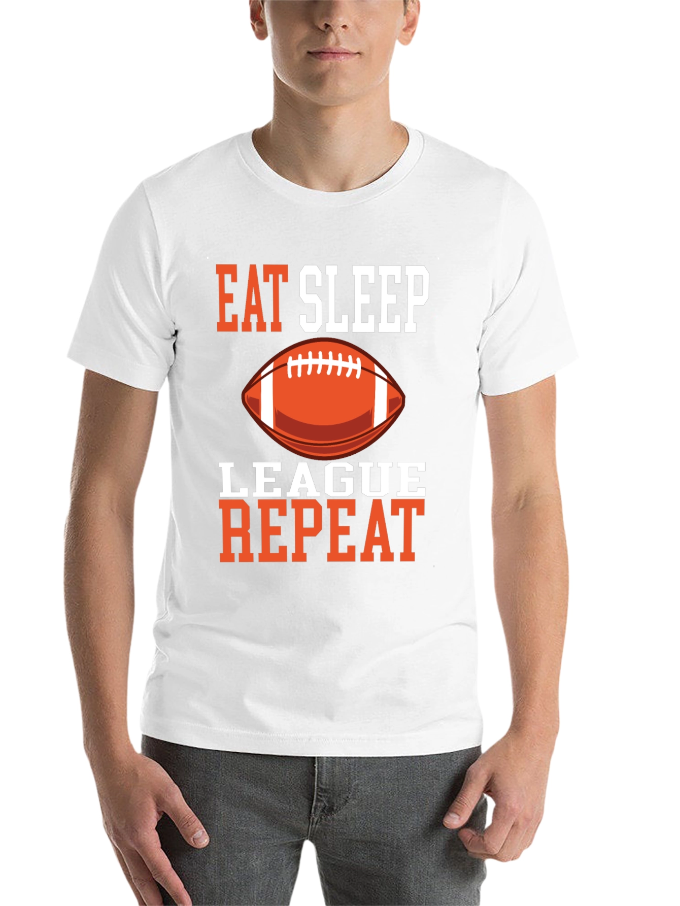 Black Eat Sleep League Repeat T-Shirt Football Black Graphic Tee view 14