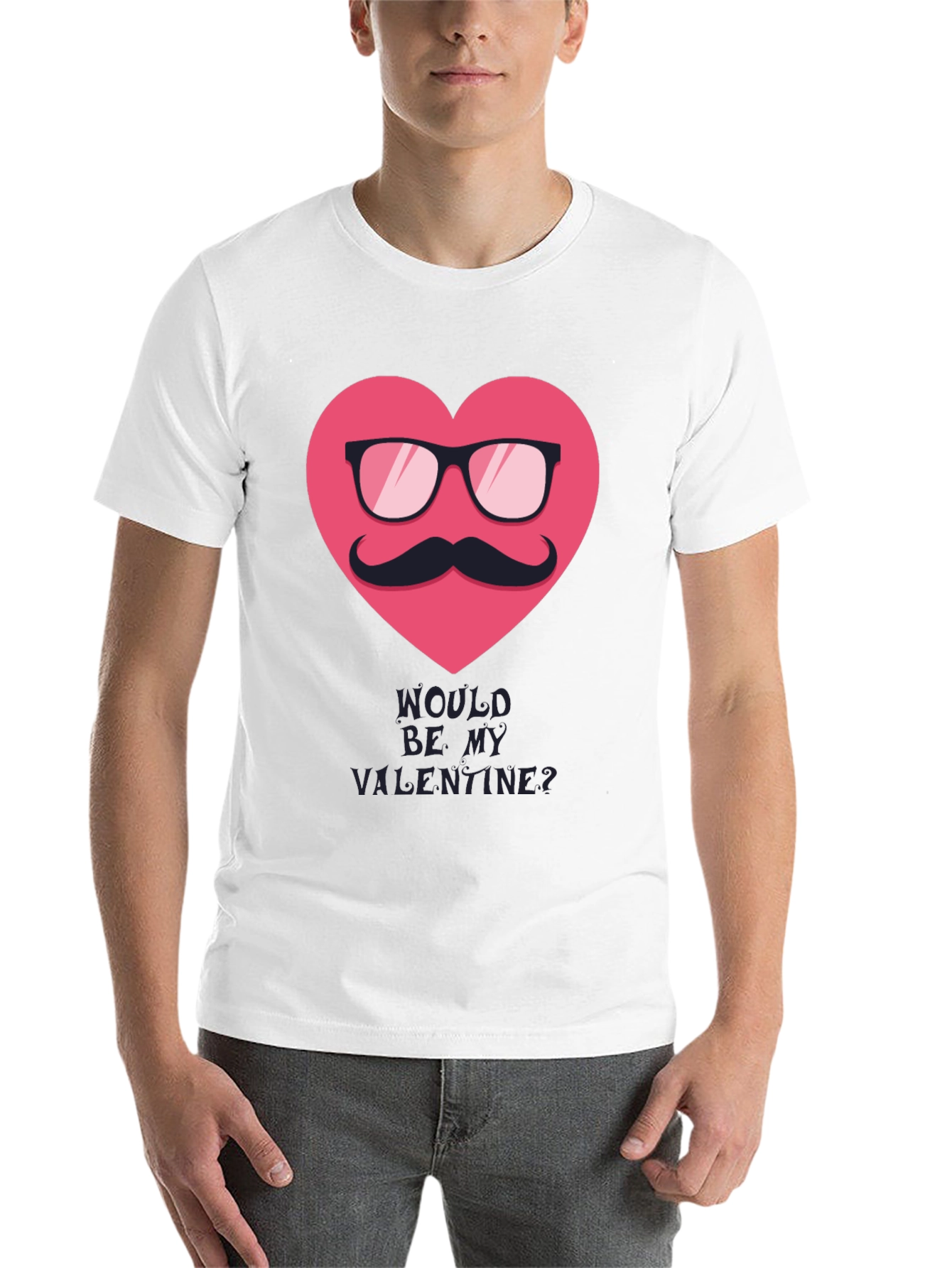 Black Valentine's Day Mustache Heart Graphic Tee view 14