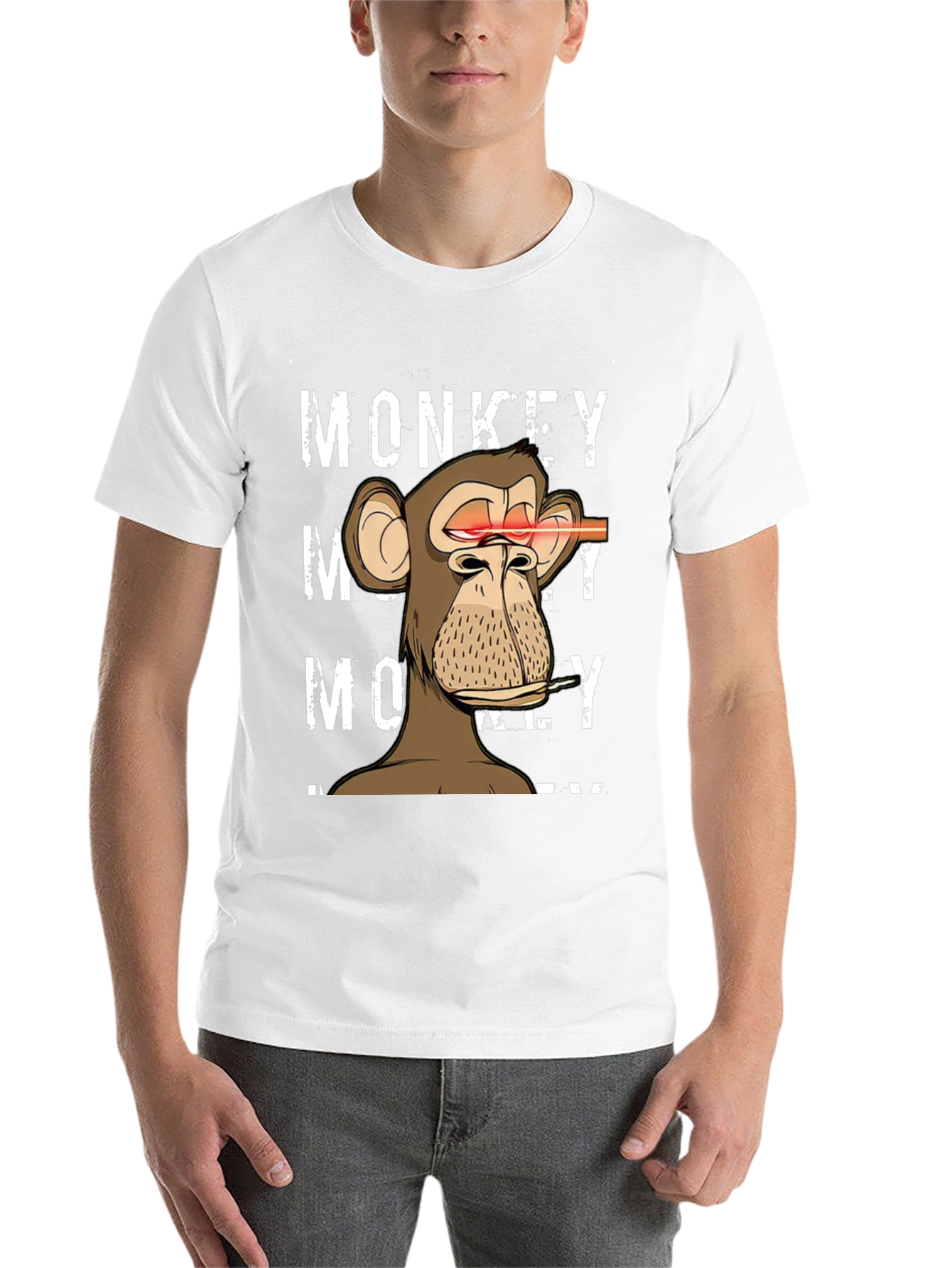 Black Monkey Laser Eyes Graphic T-Shirt view 14