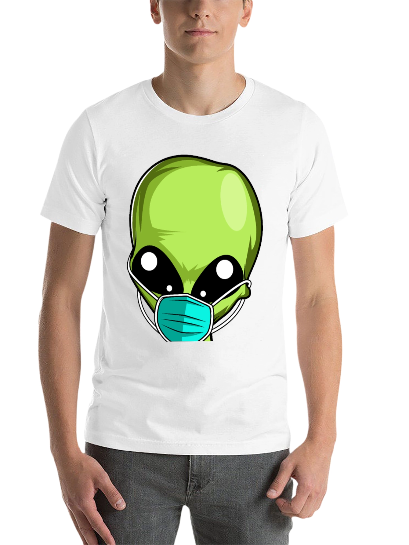 Black Alien Face Mask Novelty T-Shirt view 14