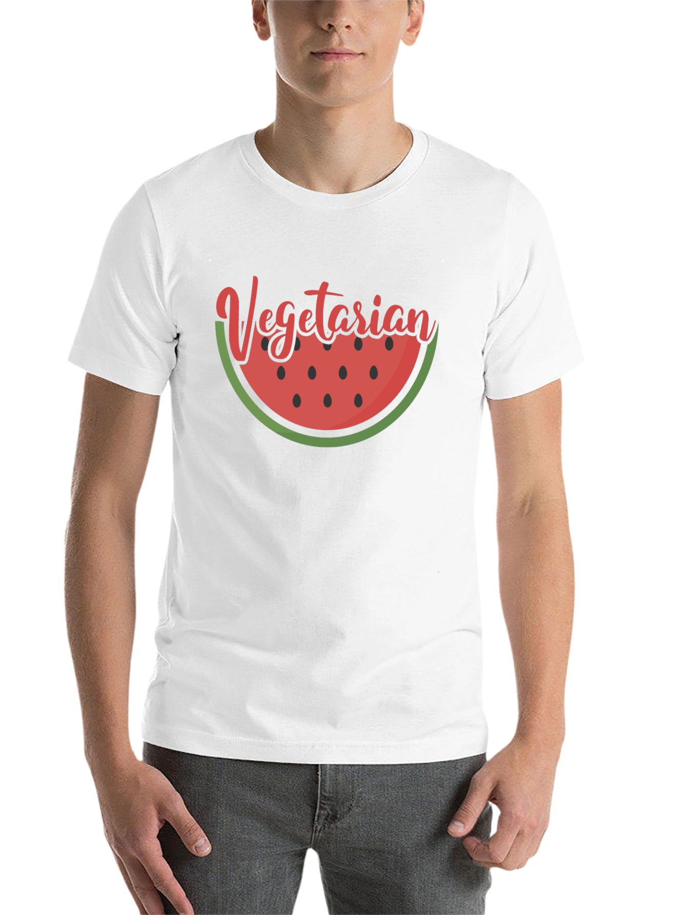 Black Vegetarian Watermelon Slice Graphic Tee view 14
