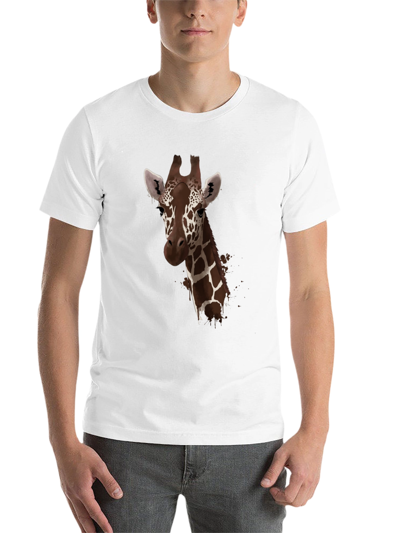 Black Giraffe Print Black T-Shirt - Stylish Animal Design view 14