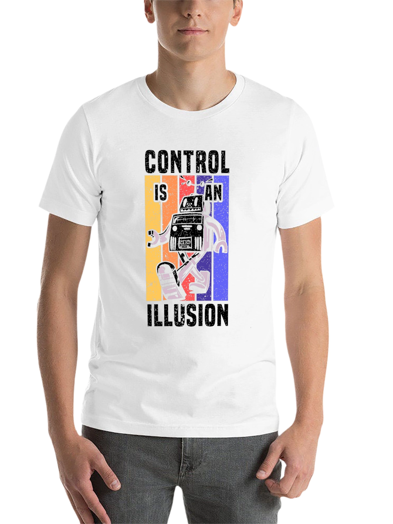 Black Control is an Illusion Robot Graphic Tee view 14