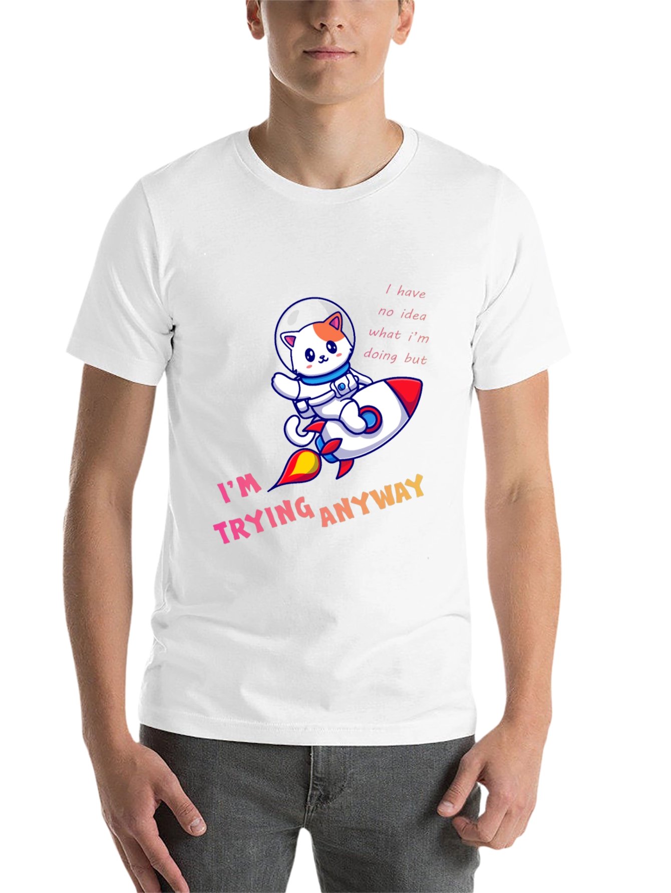 Black Cat Astronaut T-Shirt - "I'm Trying Anyway" view 14