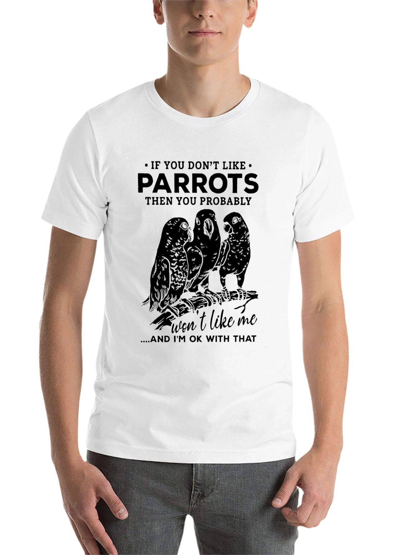Black Parrot Graphic Print Crew Neck T-Shirt view 14