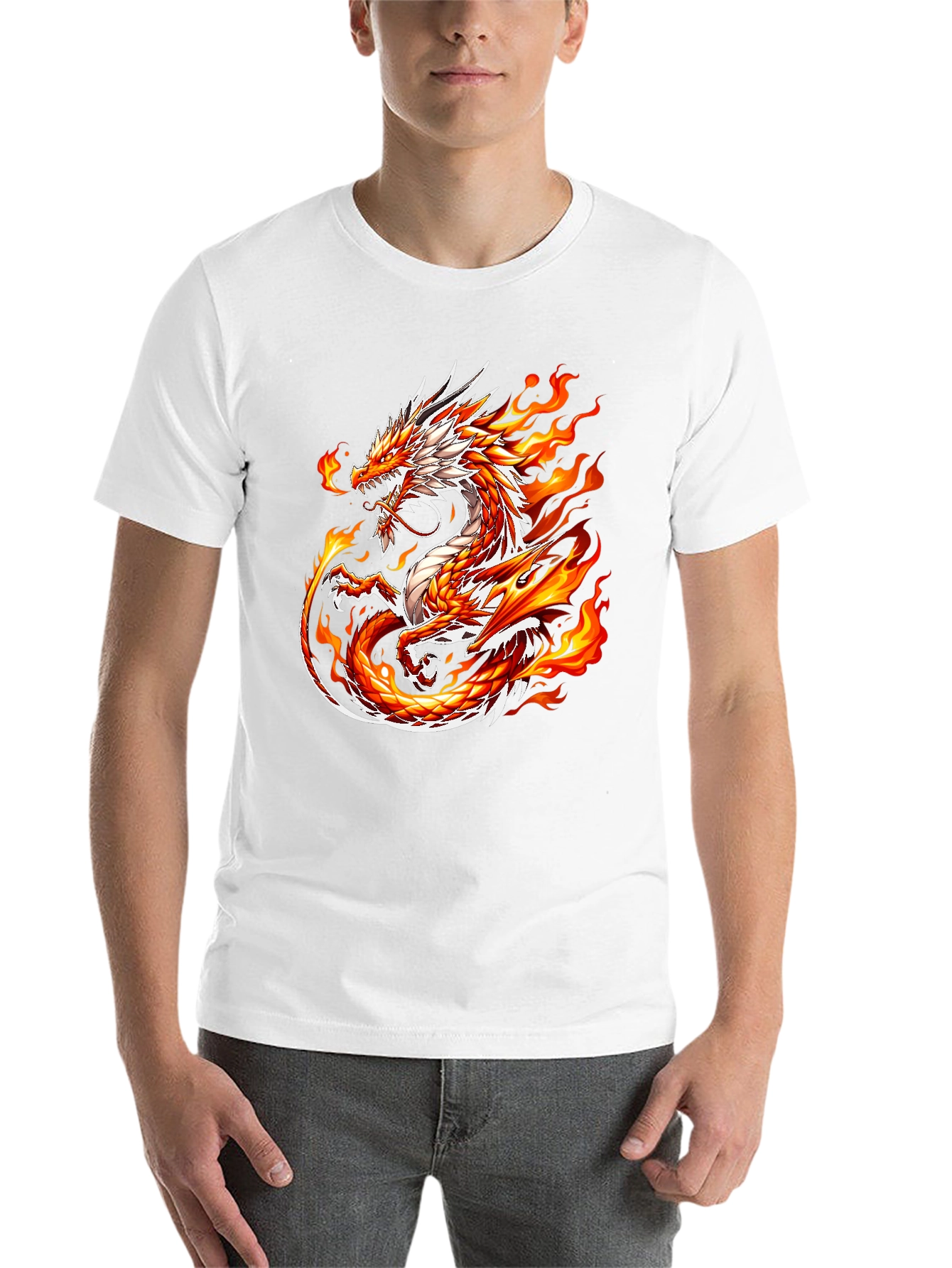 Black Fiery Dragon Graphic Tee - Men's Black T-Shirt view 14